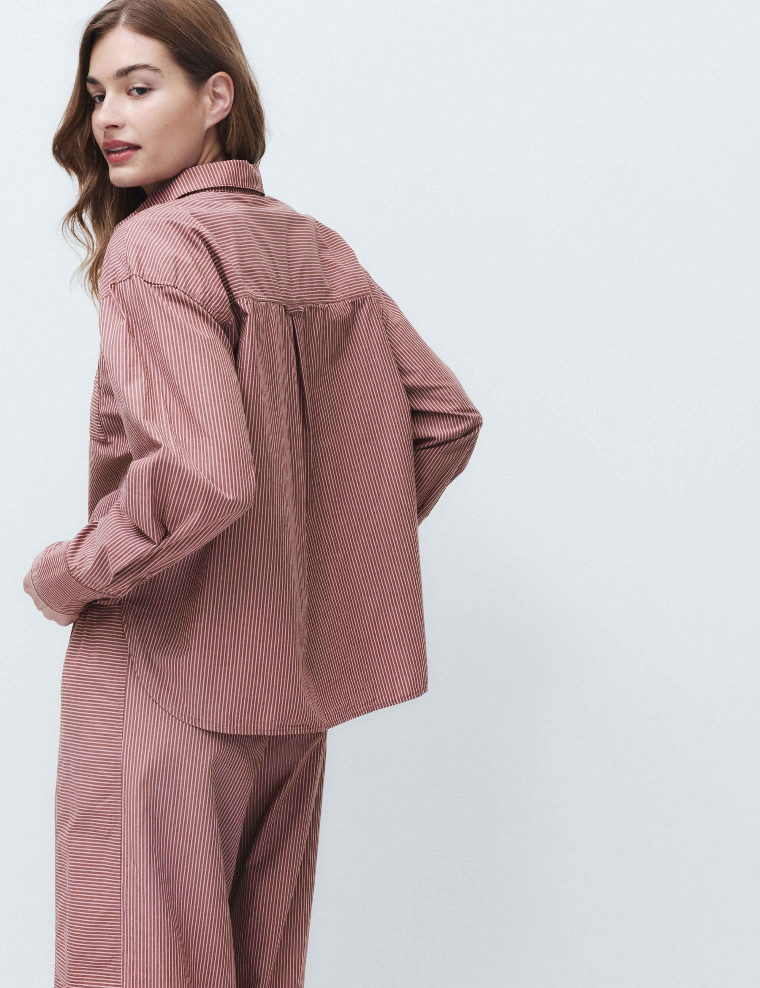Pure Cotton Poplin Striped Pyjama Shirt & Bottom Set 4 of 6
