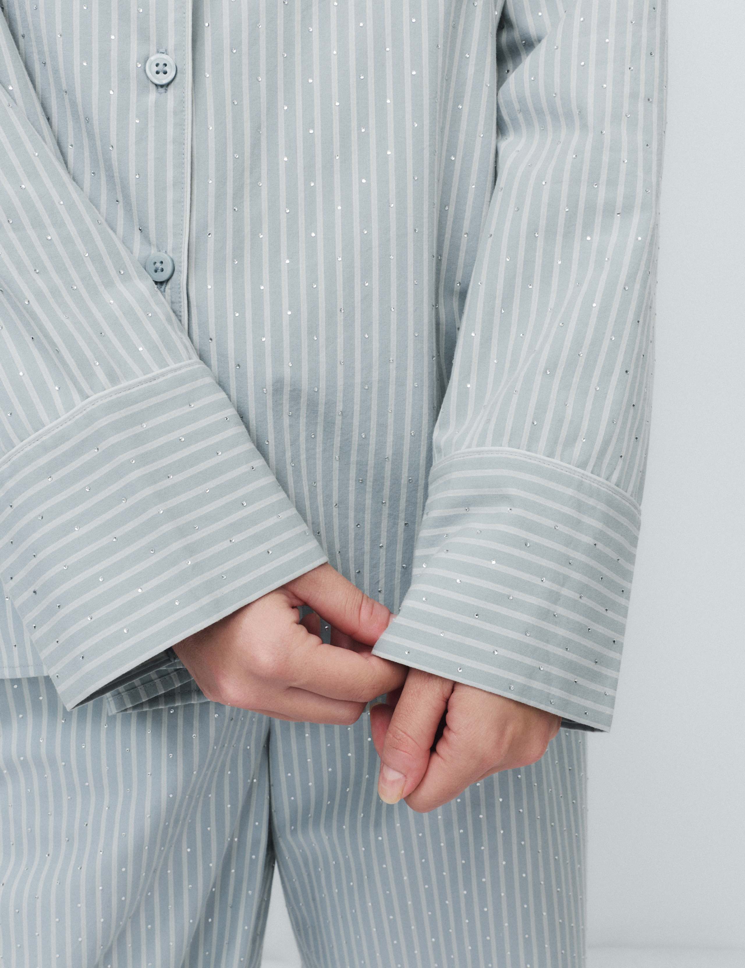 Pure Cotton Embellished Pyjama Shirt & Bottom Set 2 of 6