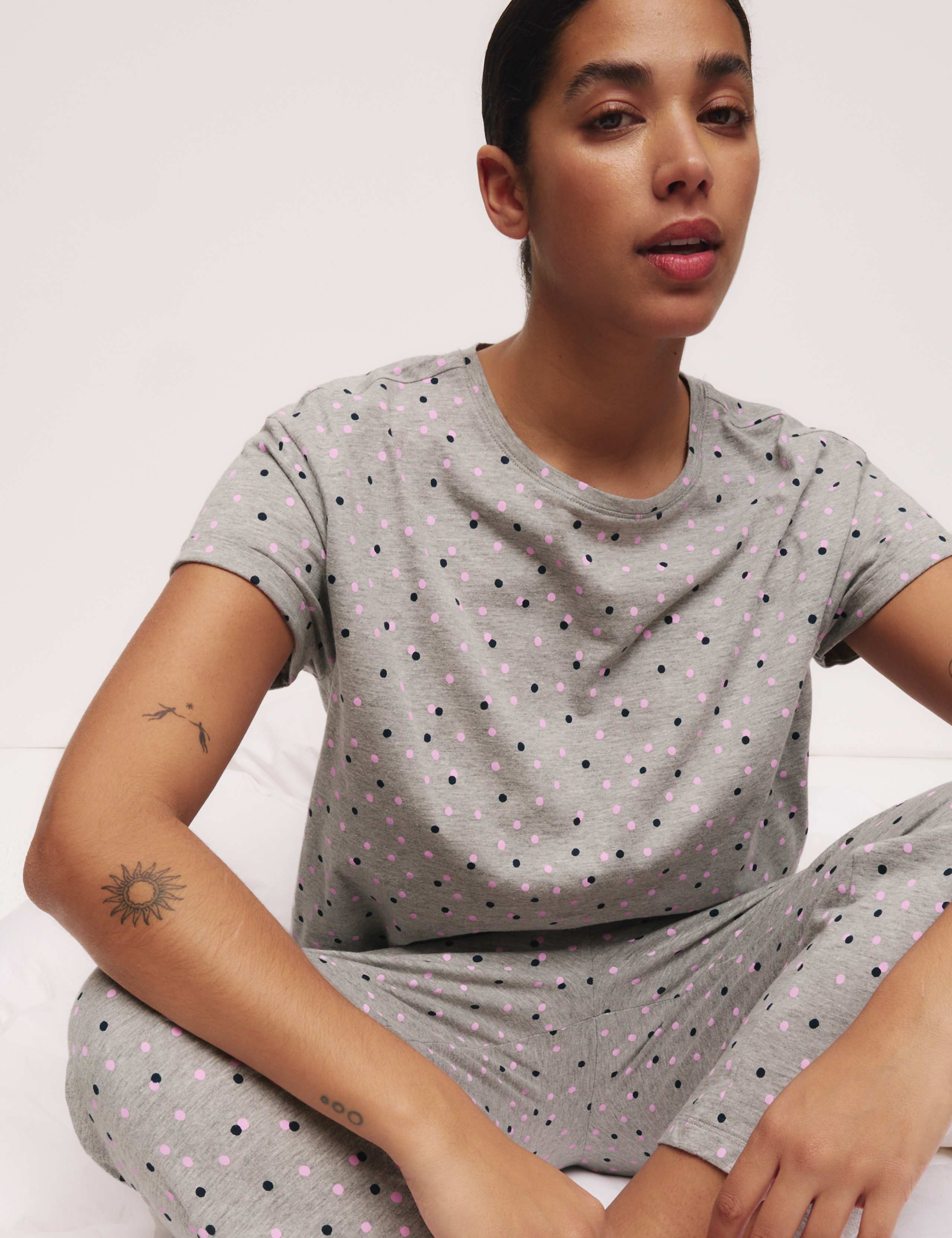 Cotton Rich Printed Cropped Pyjama Set