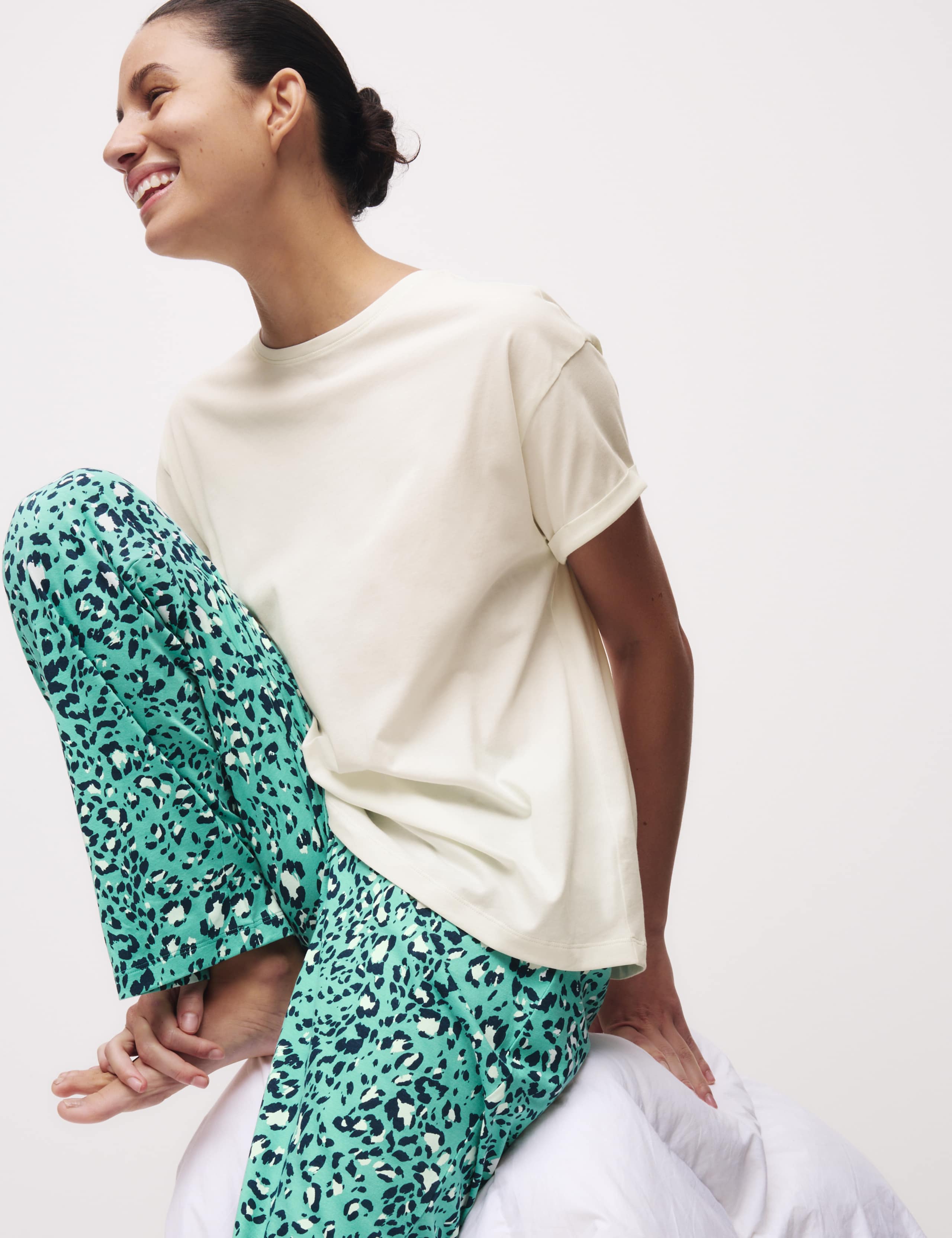 Cotton Rich Leaf Print Pyjama Set