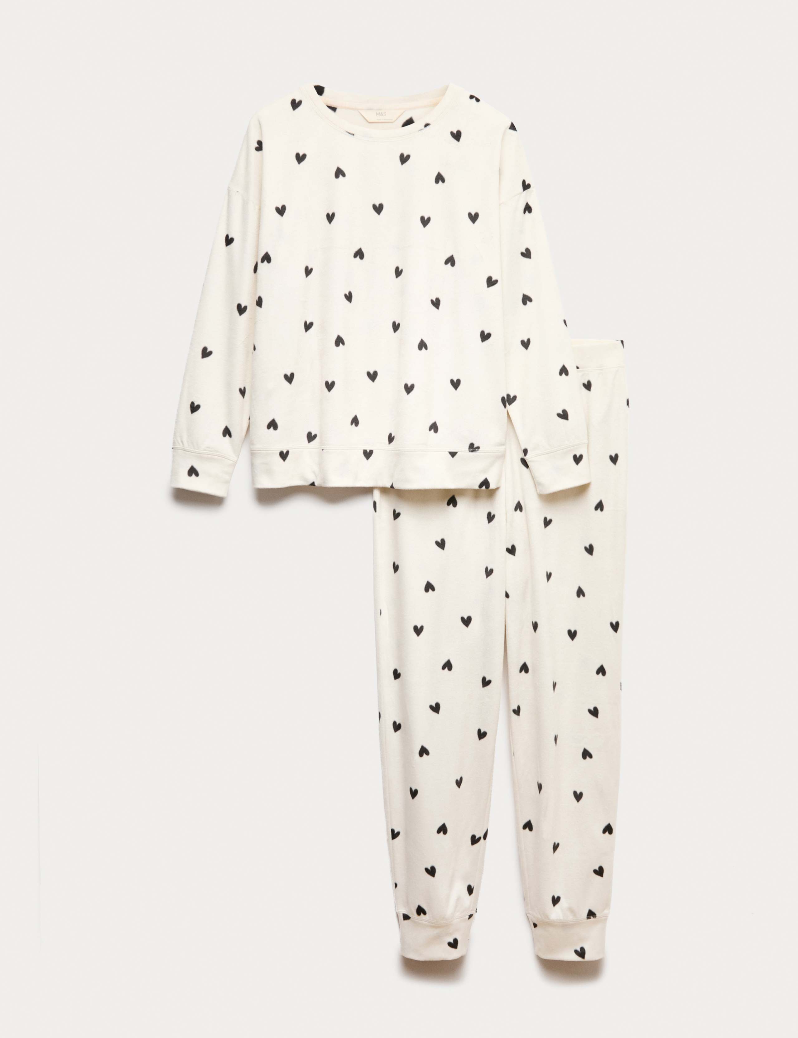 Fleece Star Print Cuffed Hem Pyjama Set