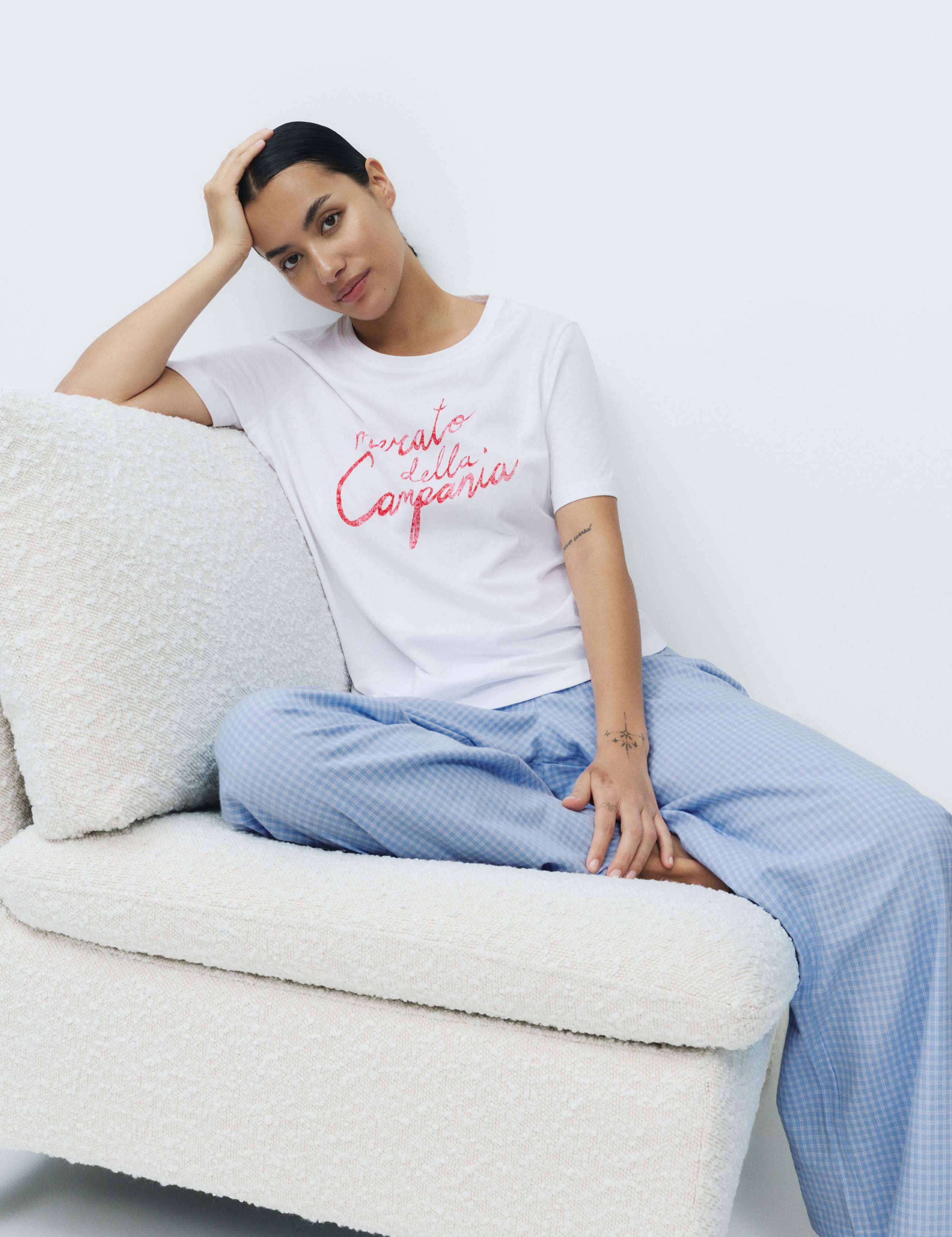 Pure Cotton Pyjama Set With Woven Bottoms