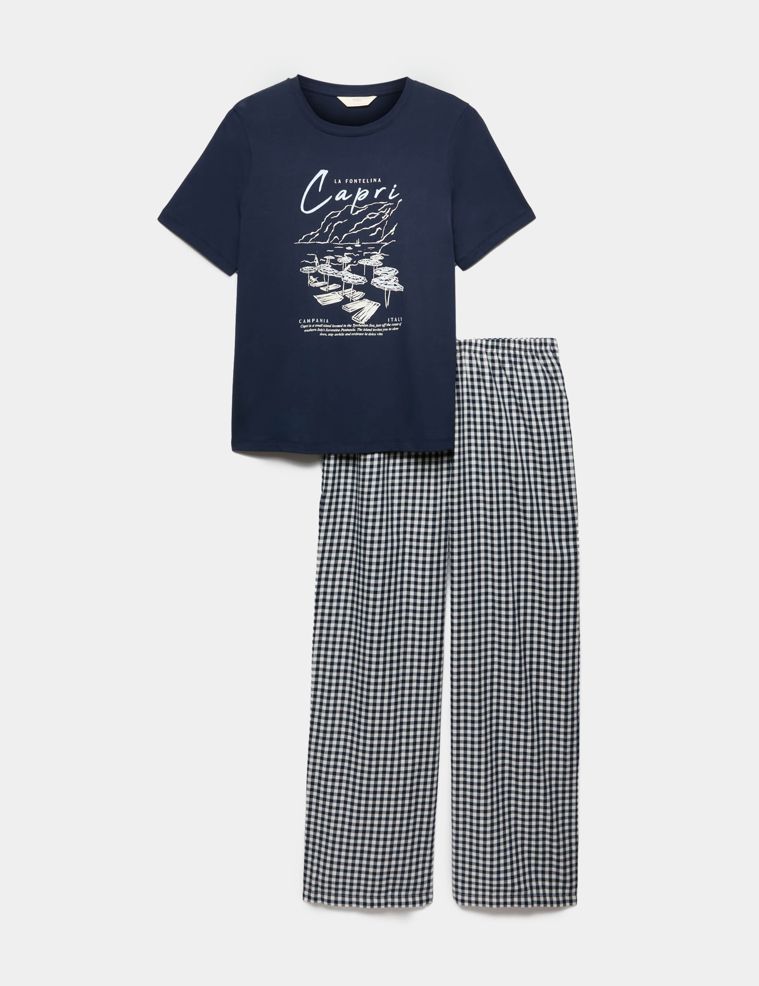Pure Cotton Pyjama Set With Woven Bottoms