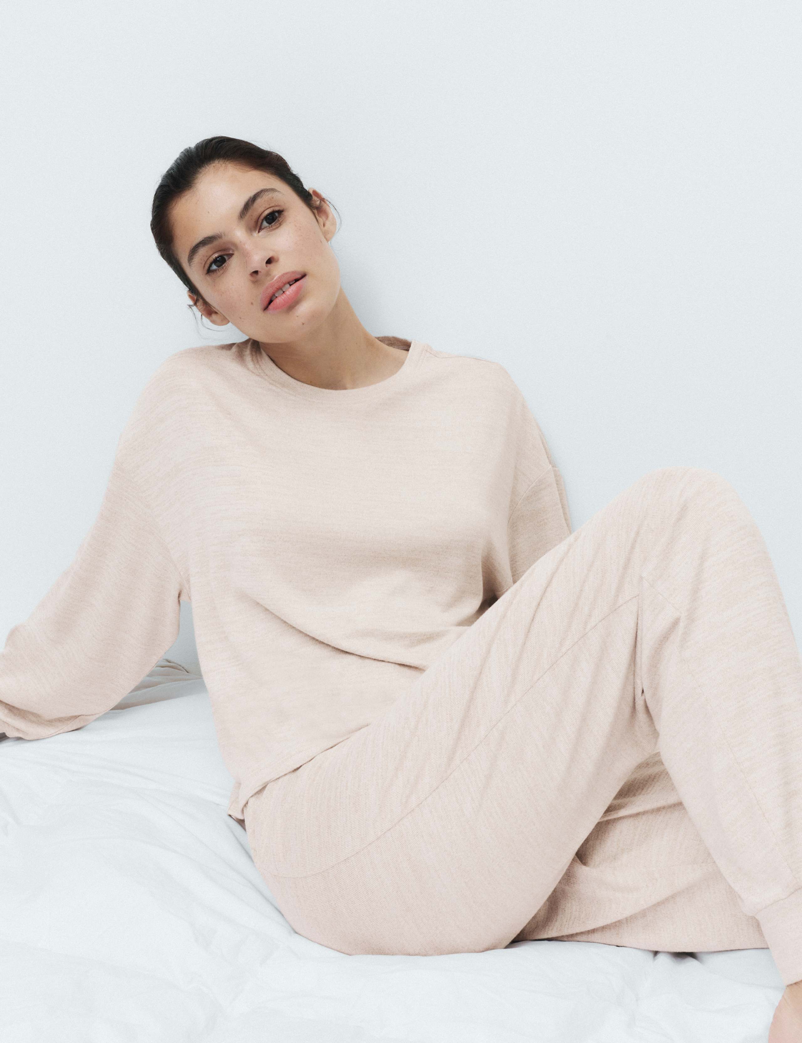 Cosy Knit Printed Cuffed Pyjama Set