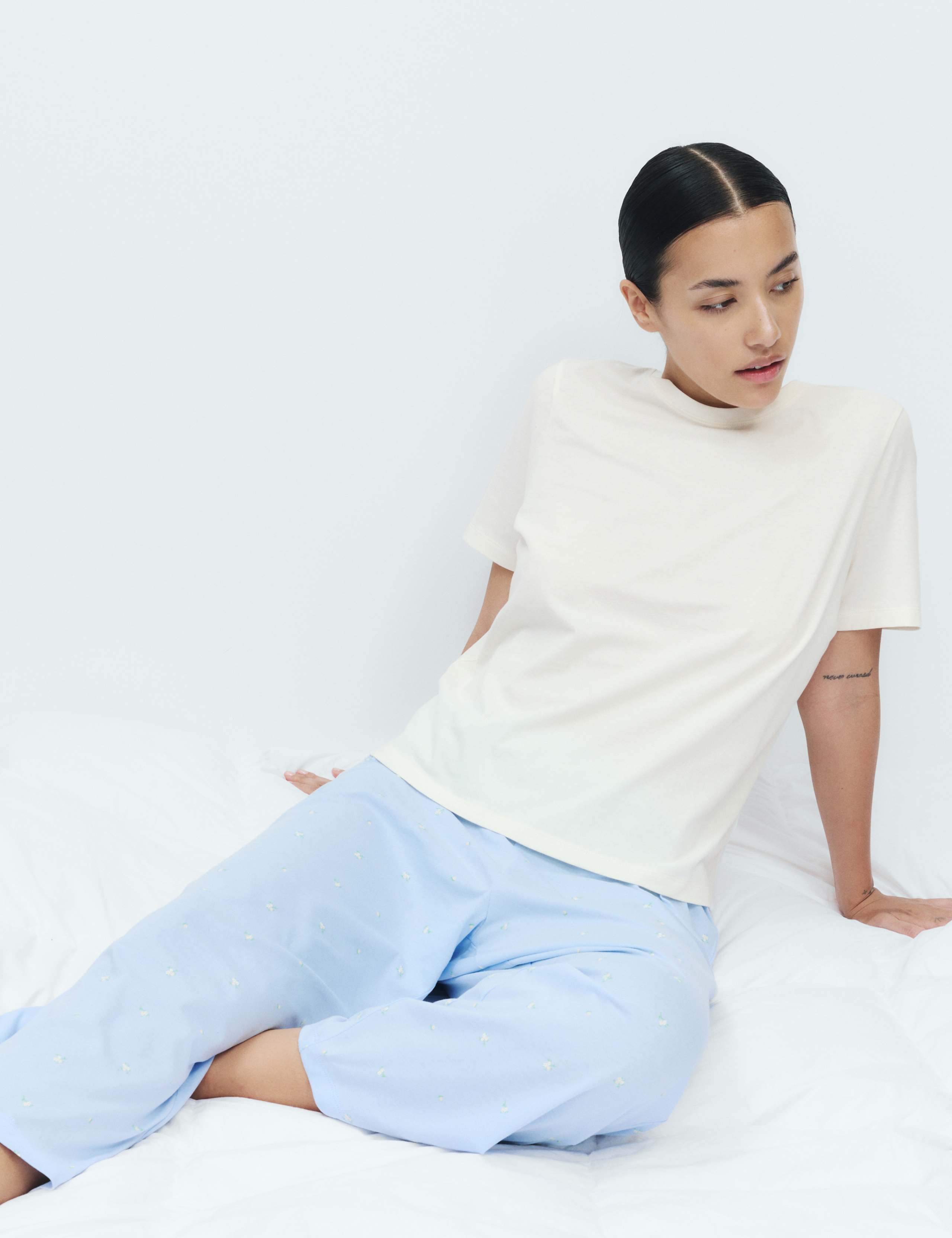 Pure Cotton Printed Cropped Pyjama Set