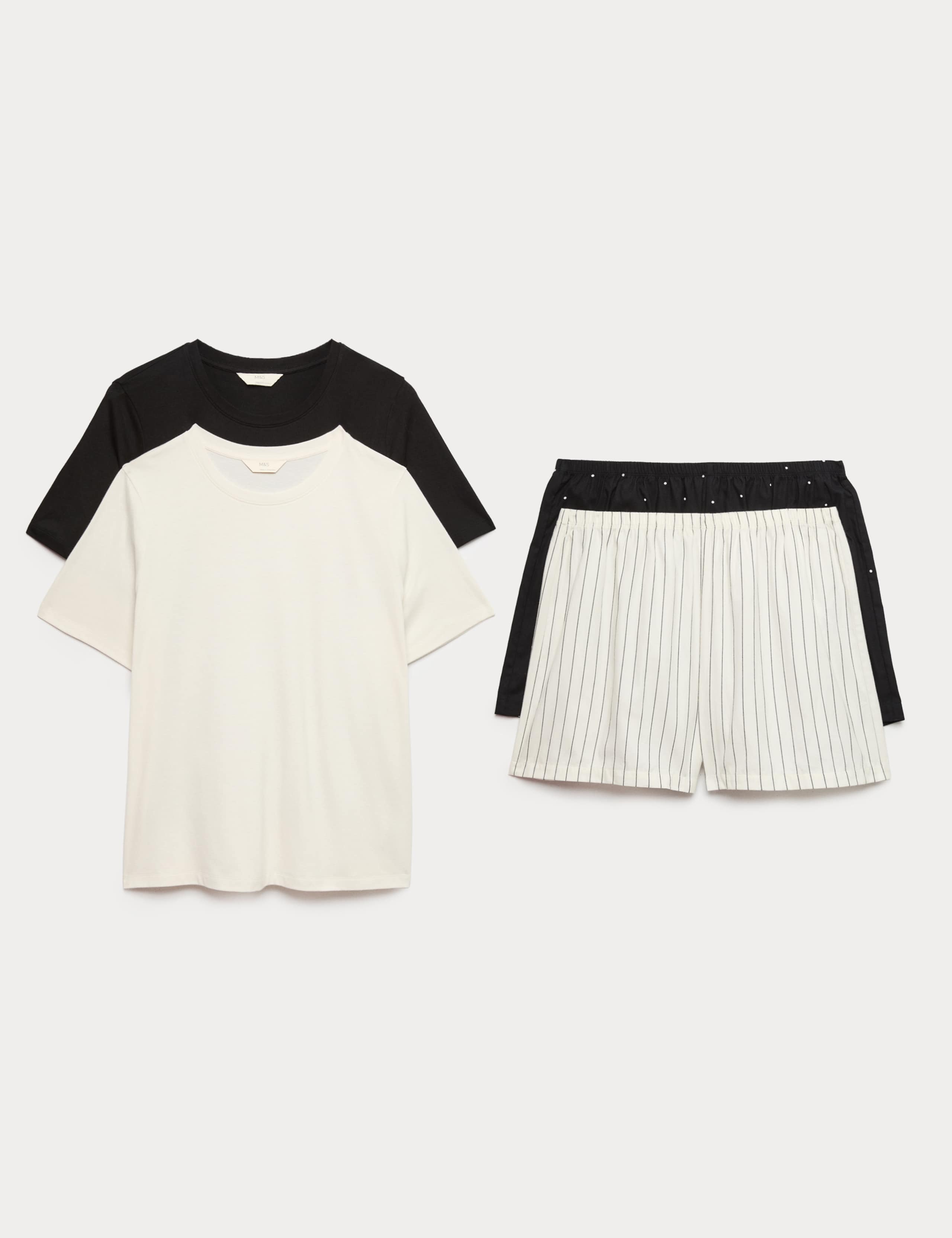 2 Pack Cotton Rich Jersey Woven Shortie Pyjama Sets