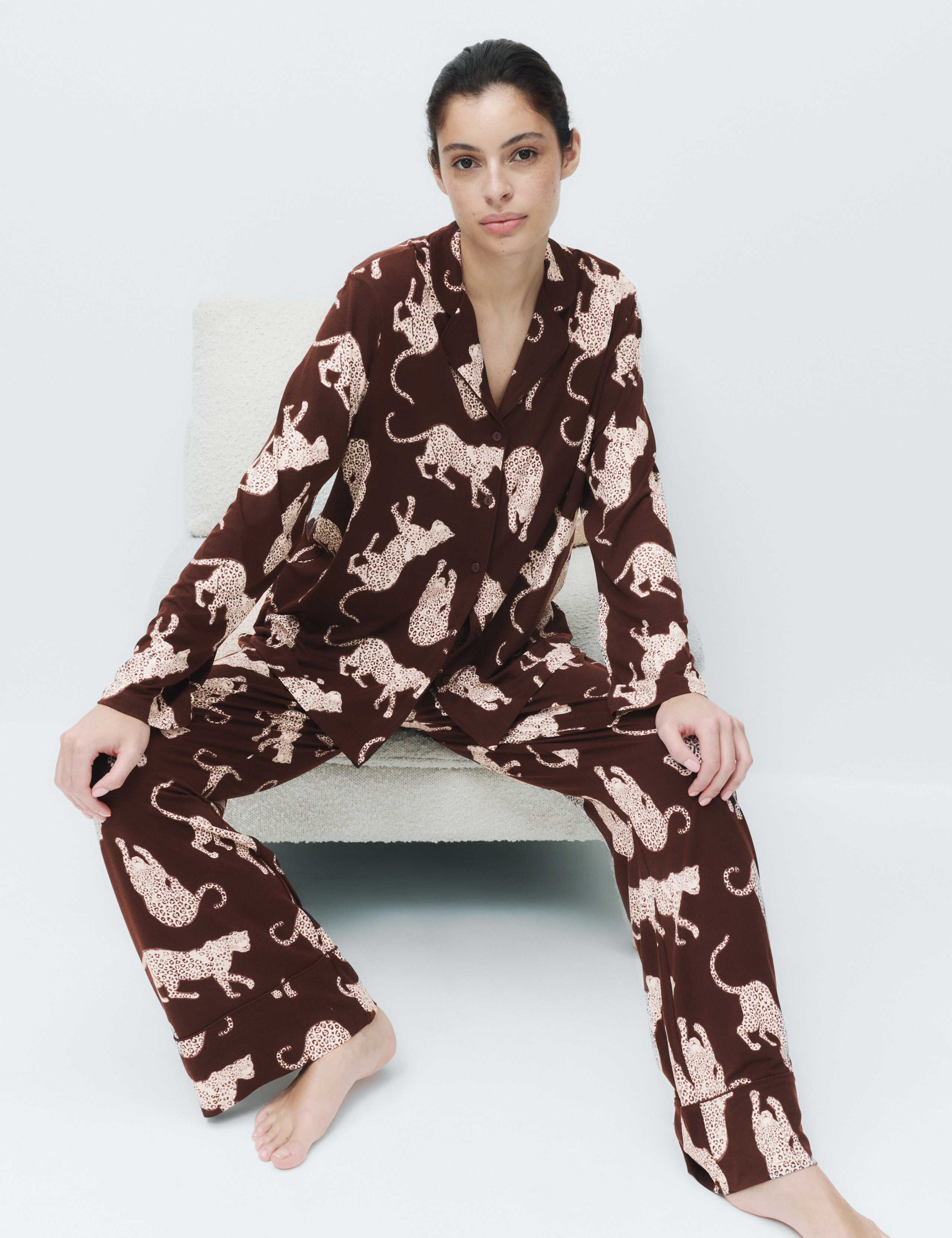 Soft Touch Patterned Revere Pyjama Set