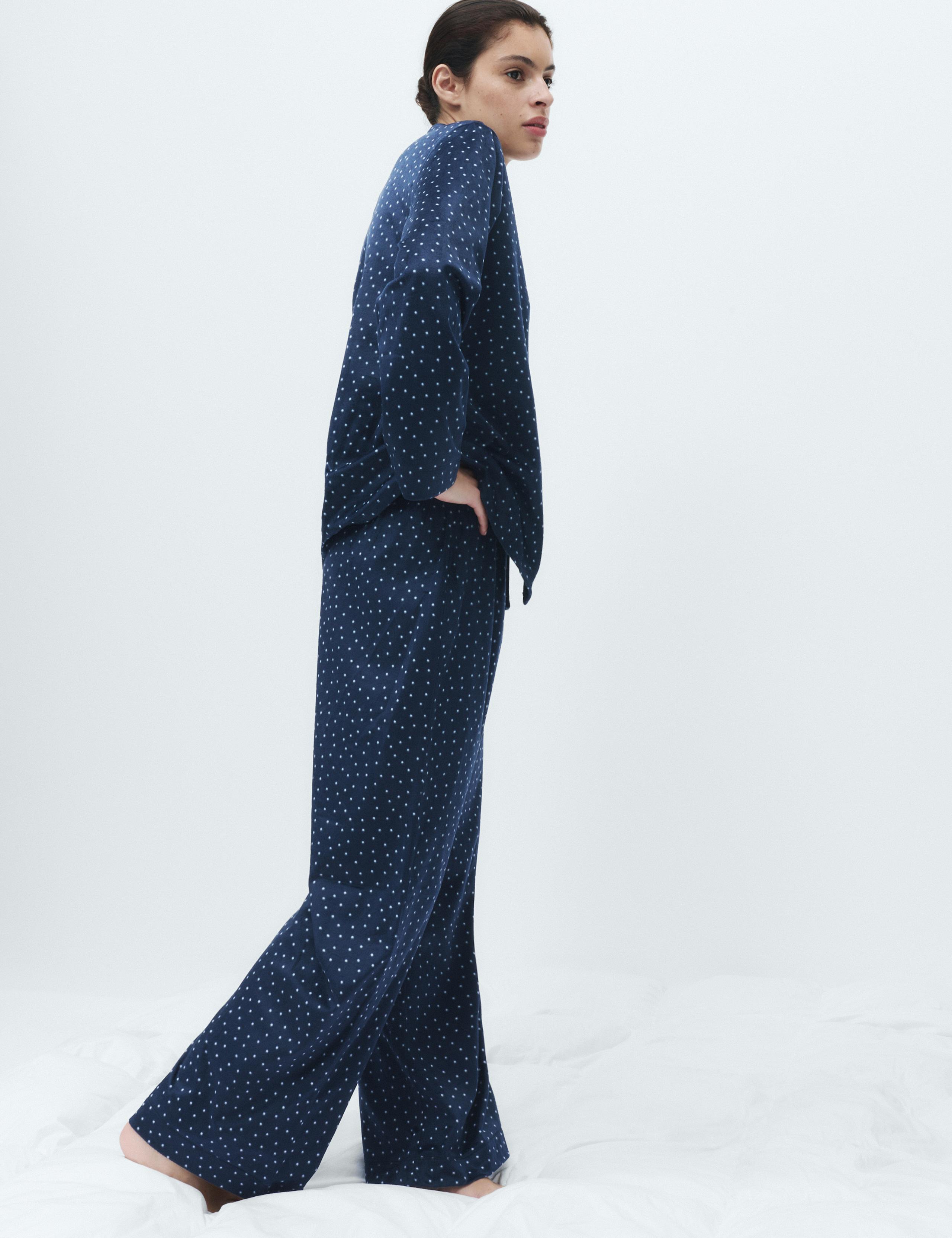 Fleece Printed Revere Pyjama Set