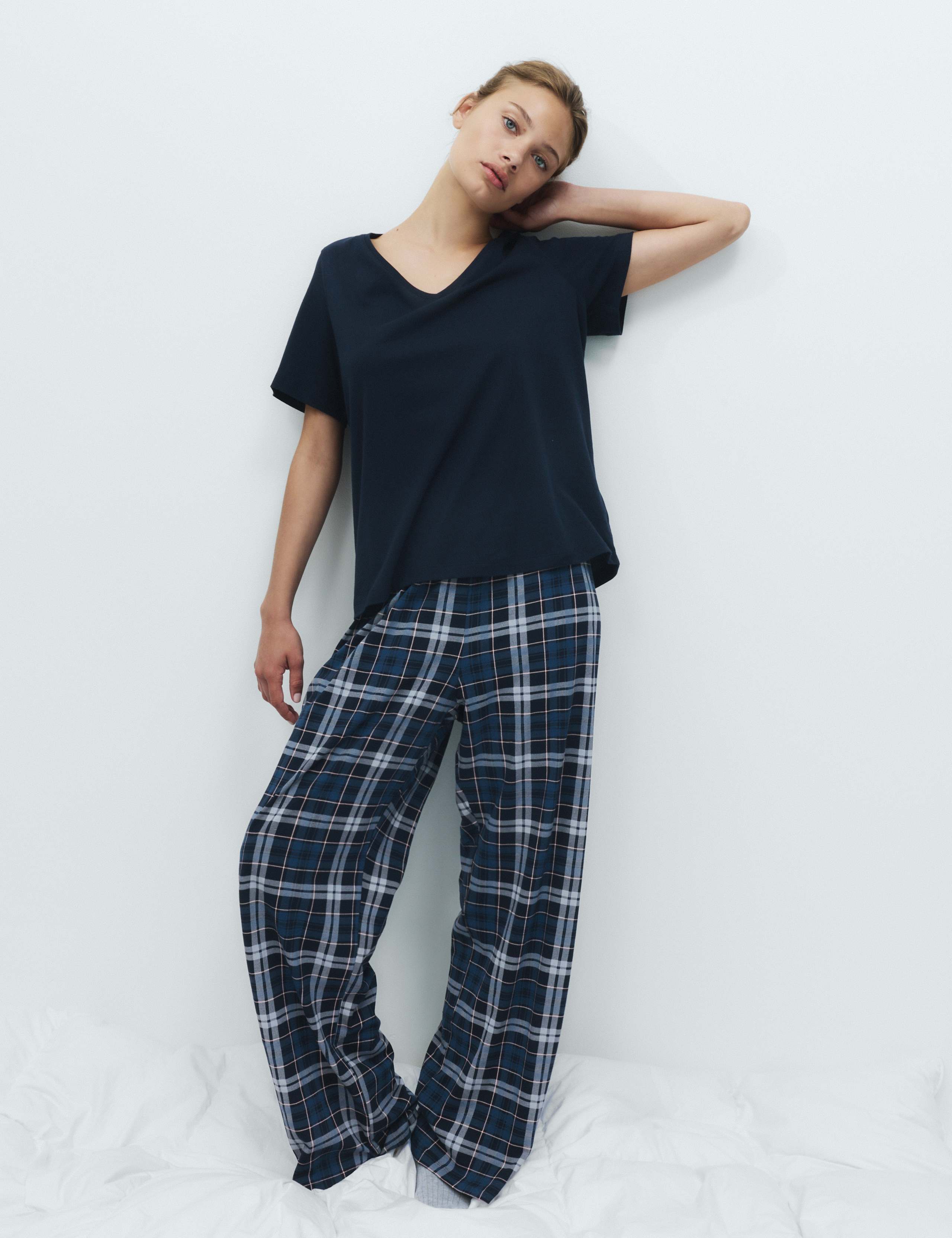 Pure Cotton Checked Long Pyjama Set