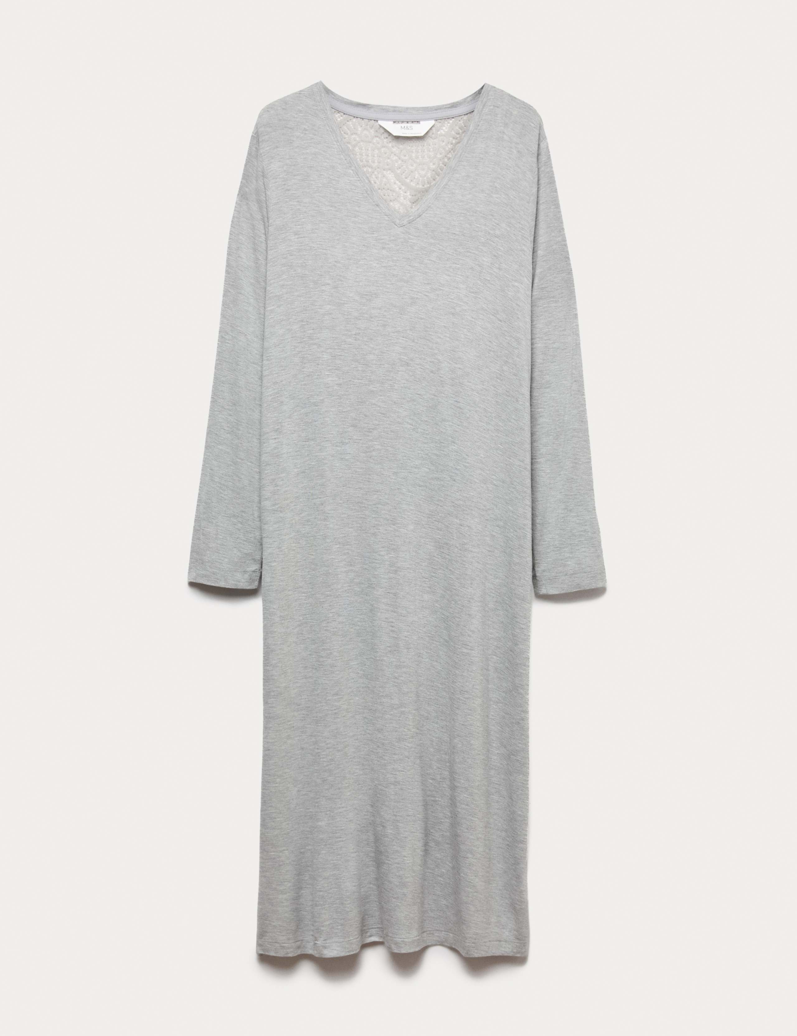 Lace Detail Long Sleeve Nightdress