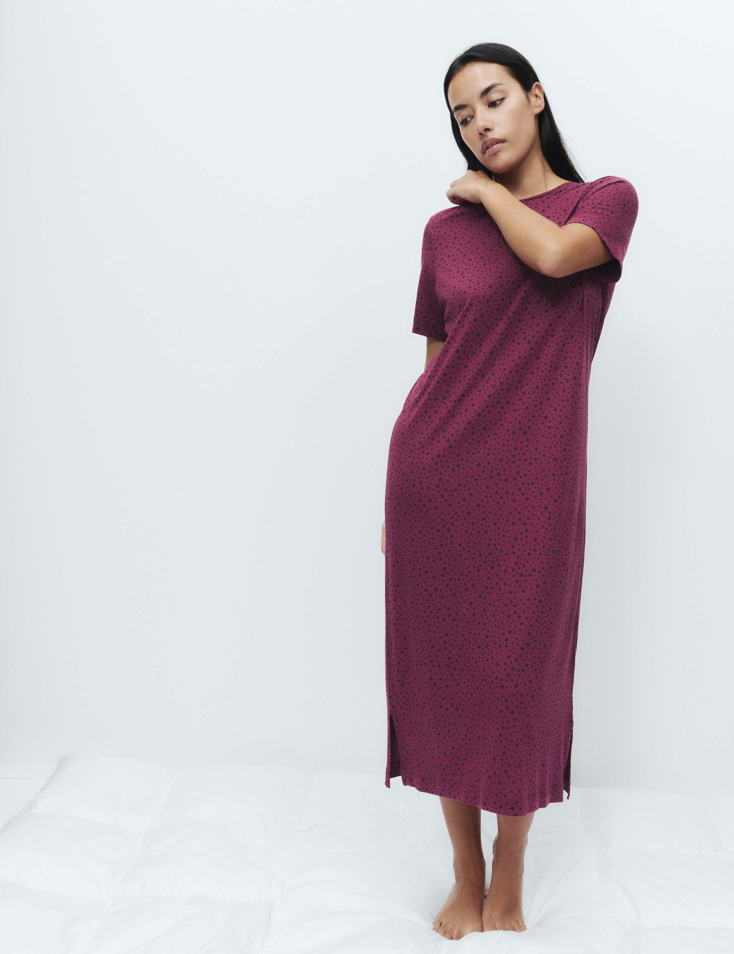 Cotton Modal Printed Long Nightdress