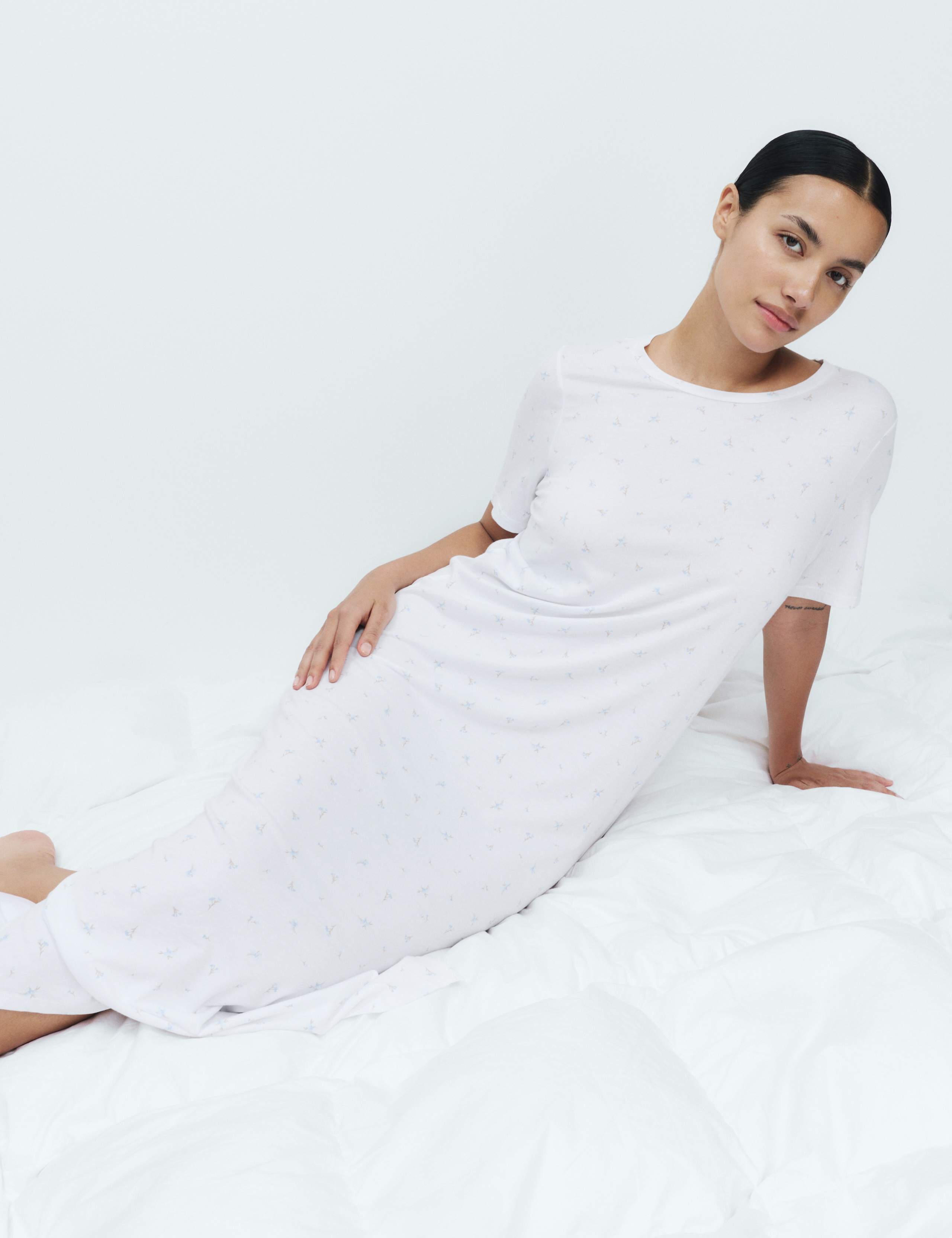 Cotton Modal Printed Long Nightdress