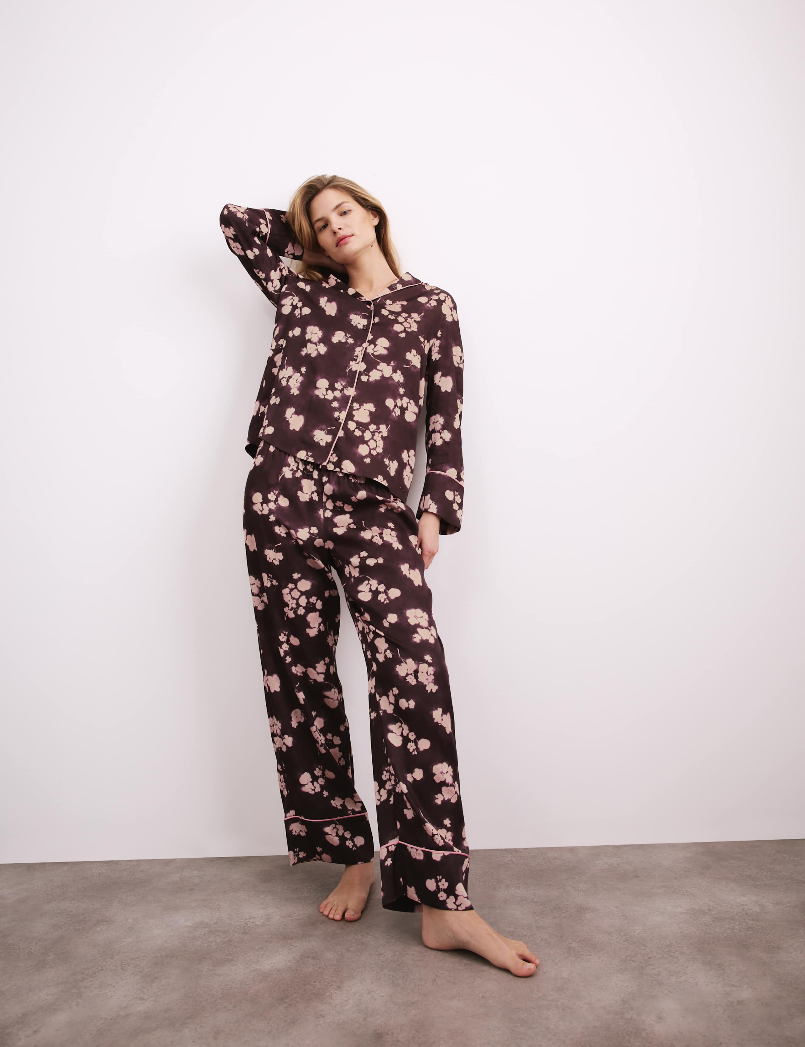 Satin Floral Print Pyjama Set