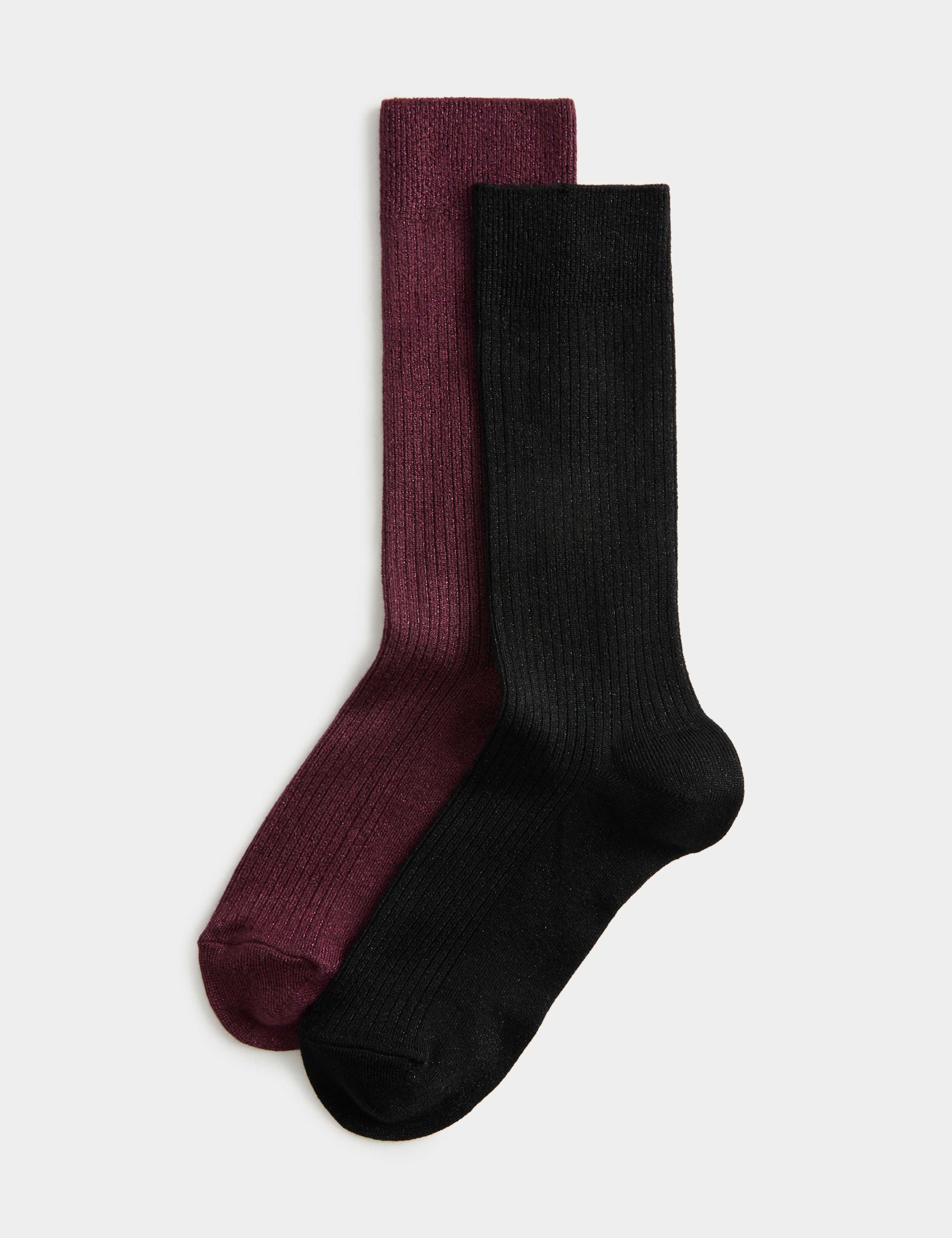 2pk Lurex Crew Socks
