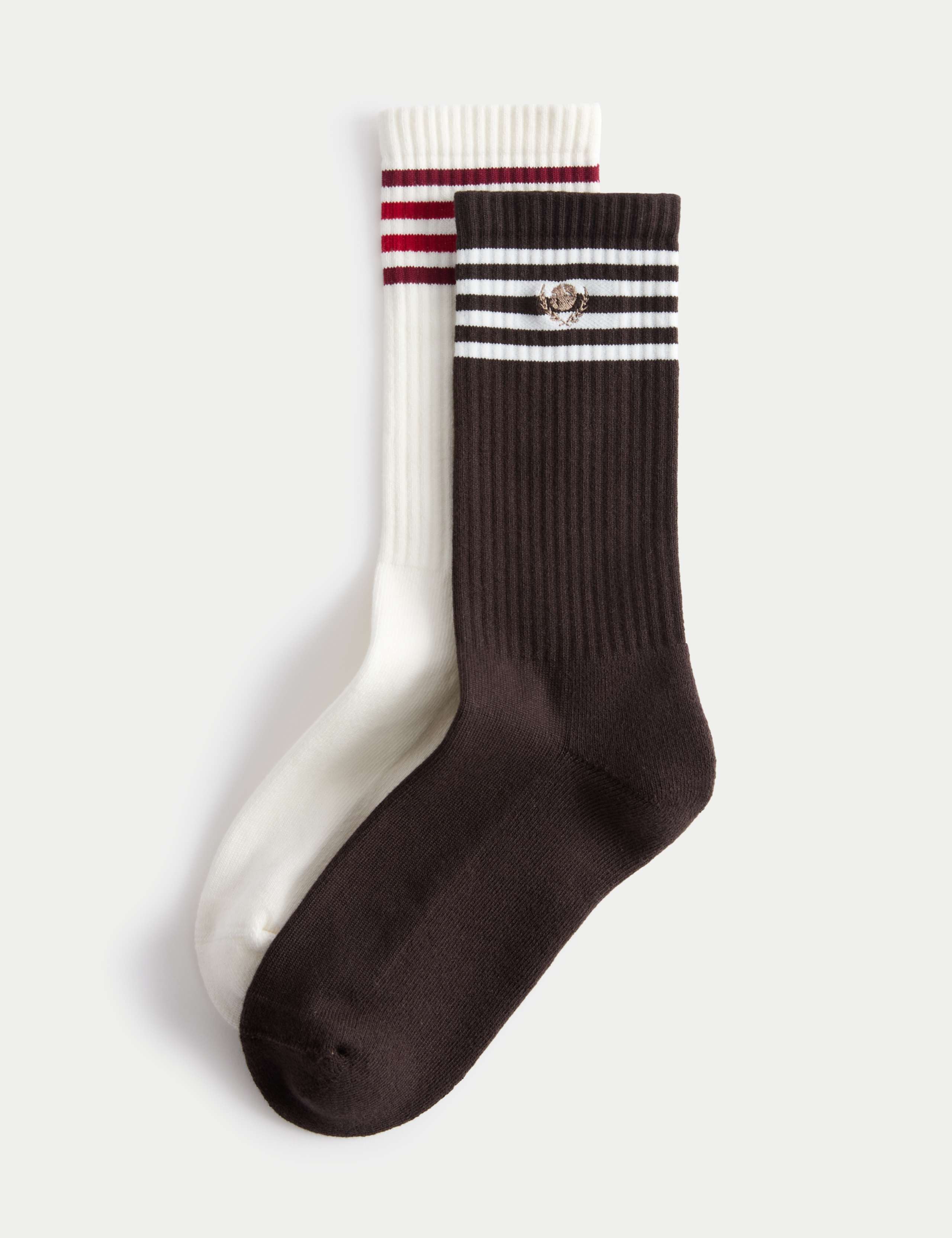2pk Cotton Rich Striped Crew Socks