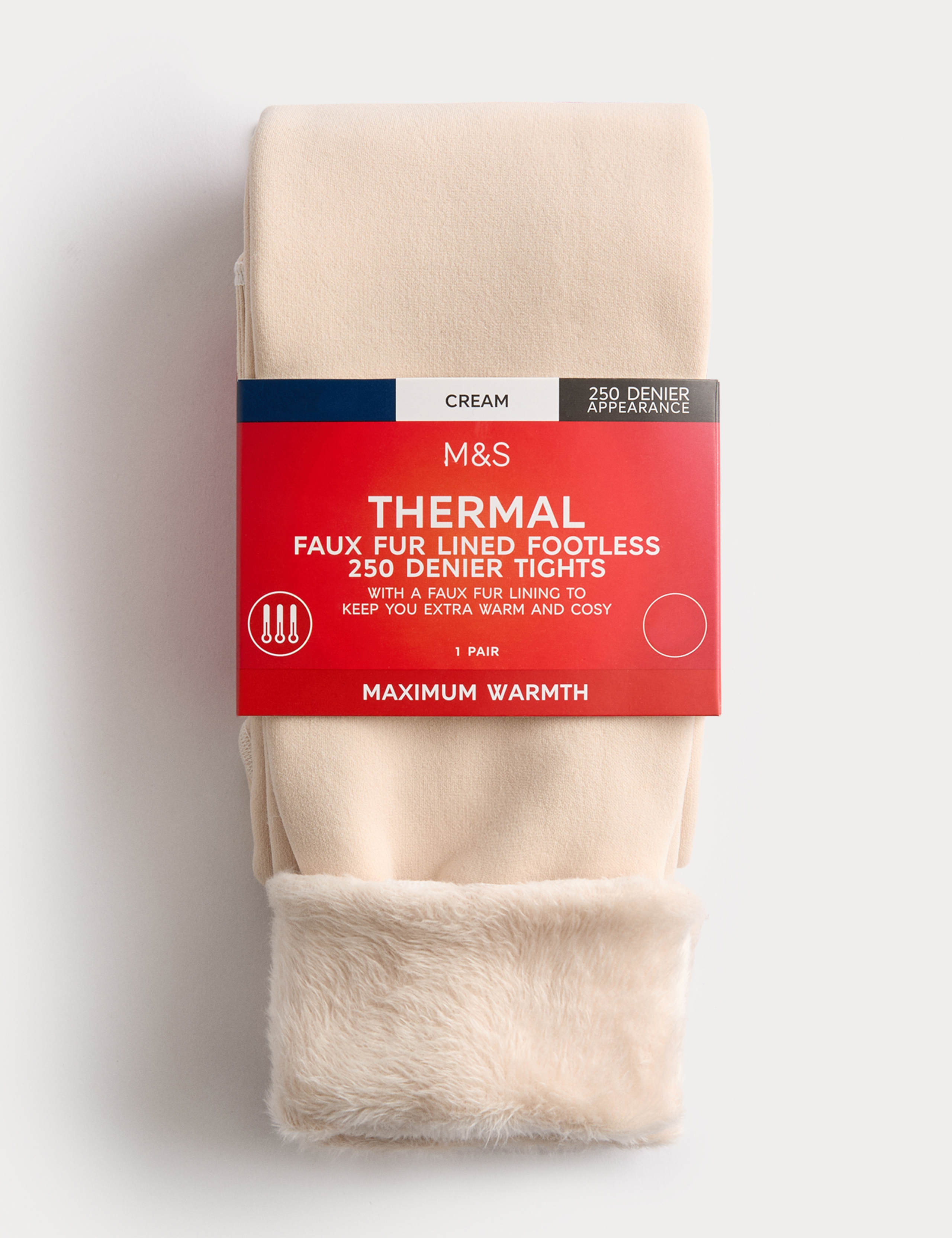 250 Denier Velour Lined Footless Tights