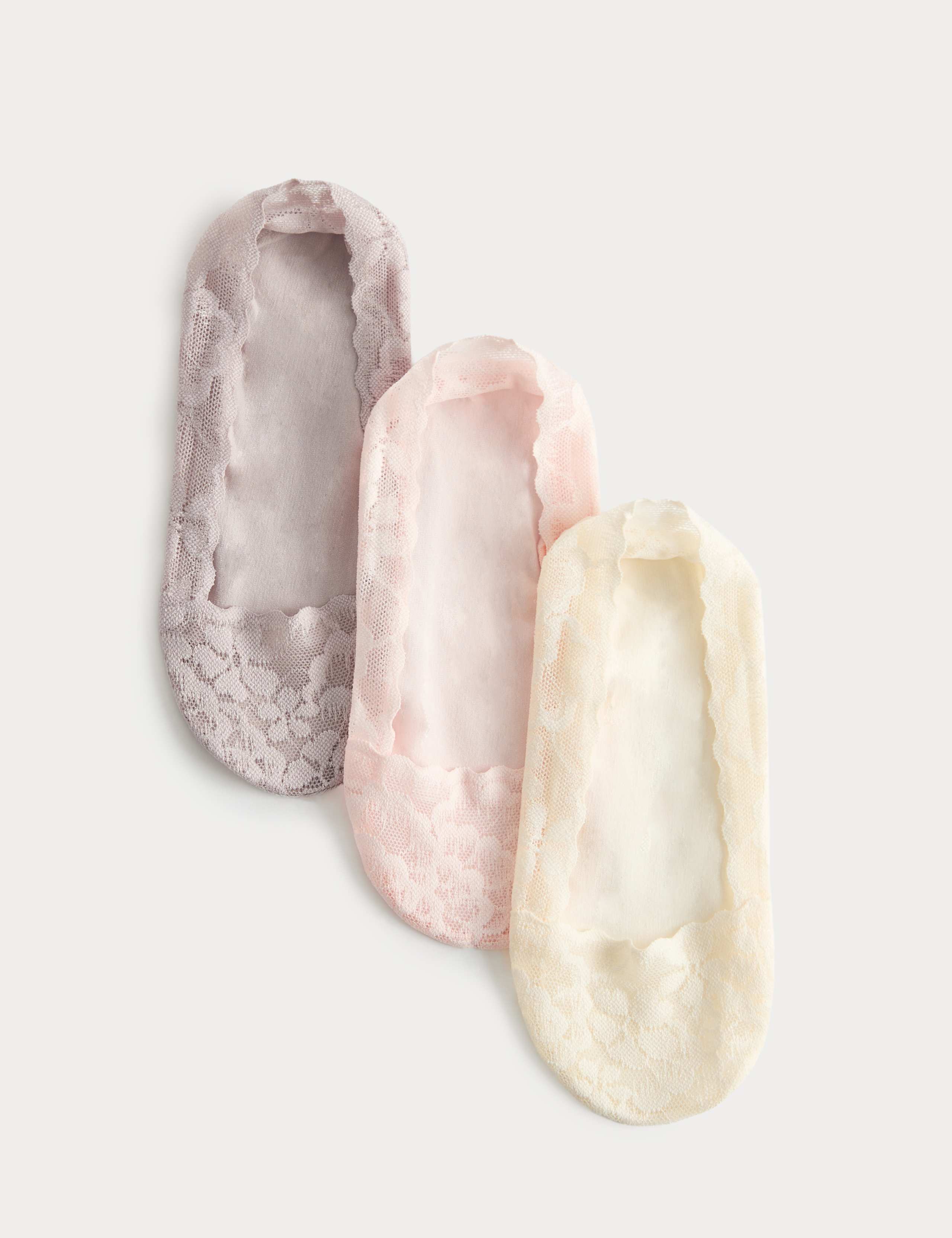 3 Pack Cotton Blend Lace Footsies