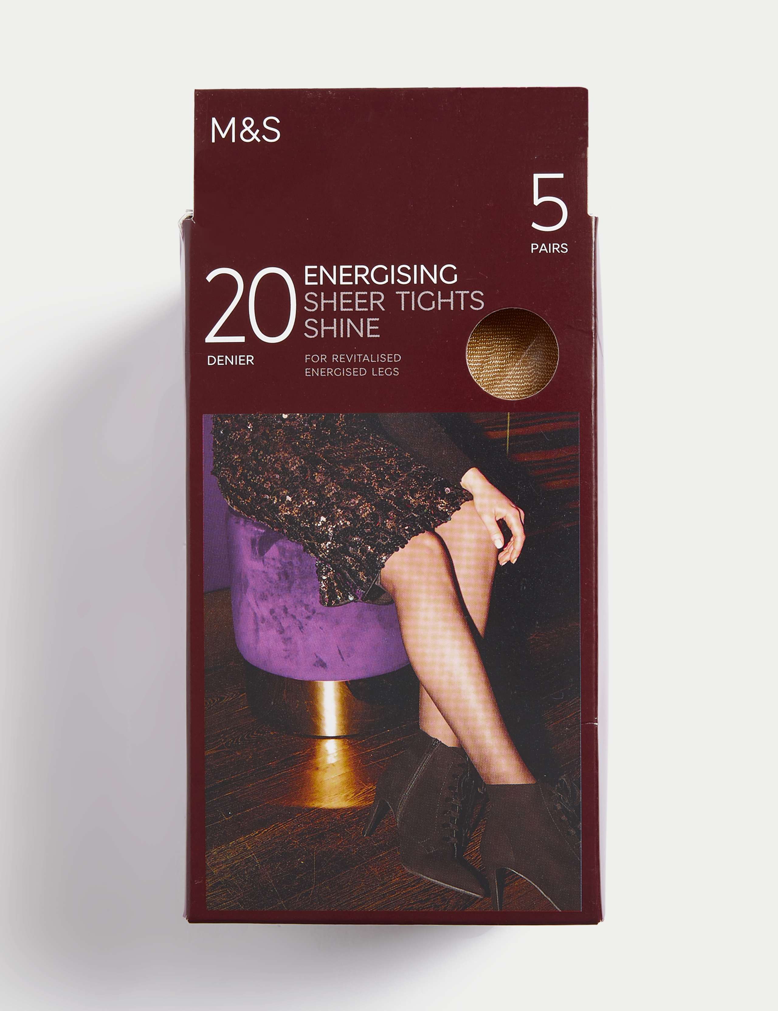 5pk 20 Denier Energising Shine Tights