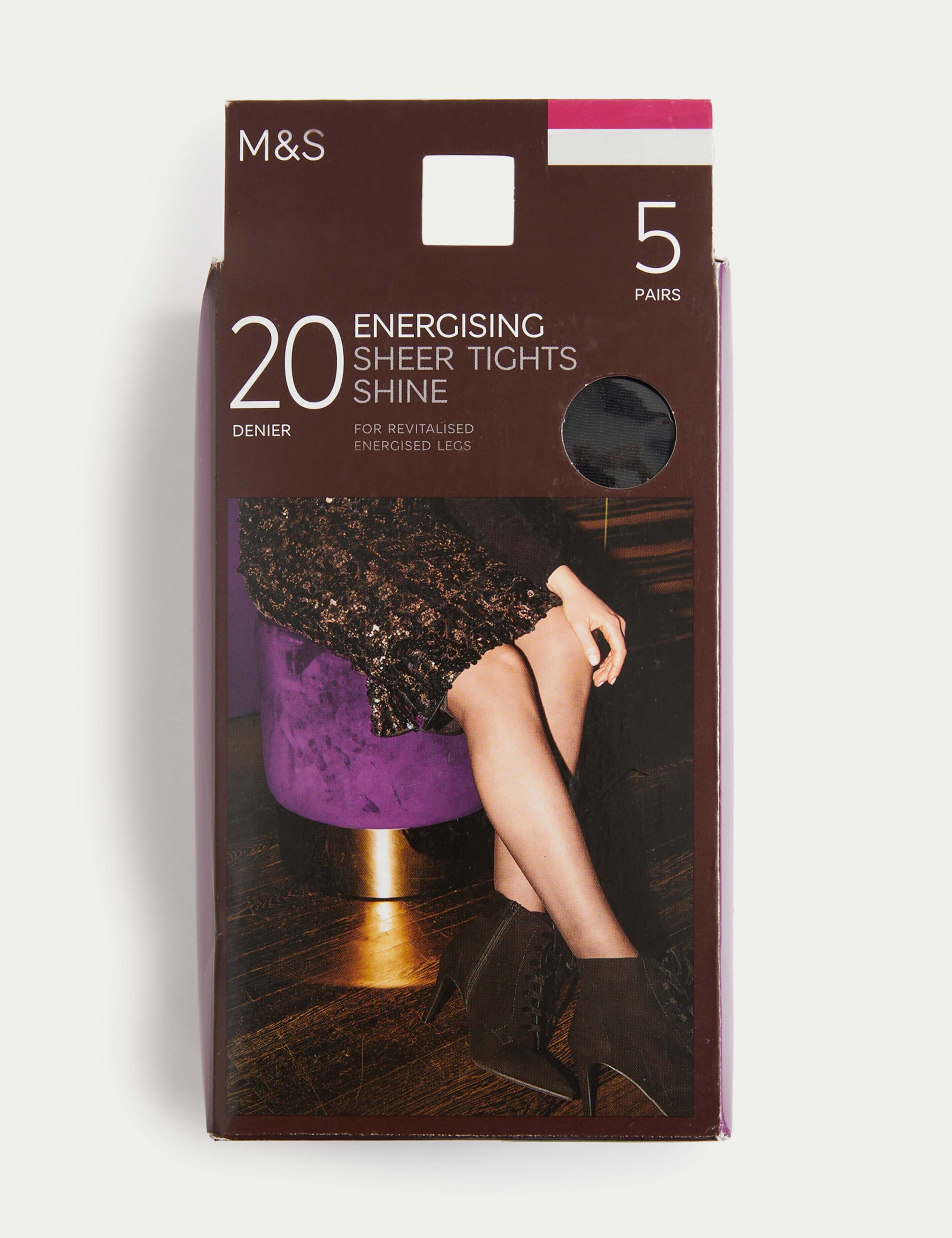 5pk 20 Denier Energising Shine Tights