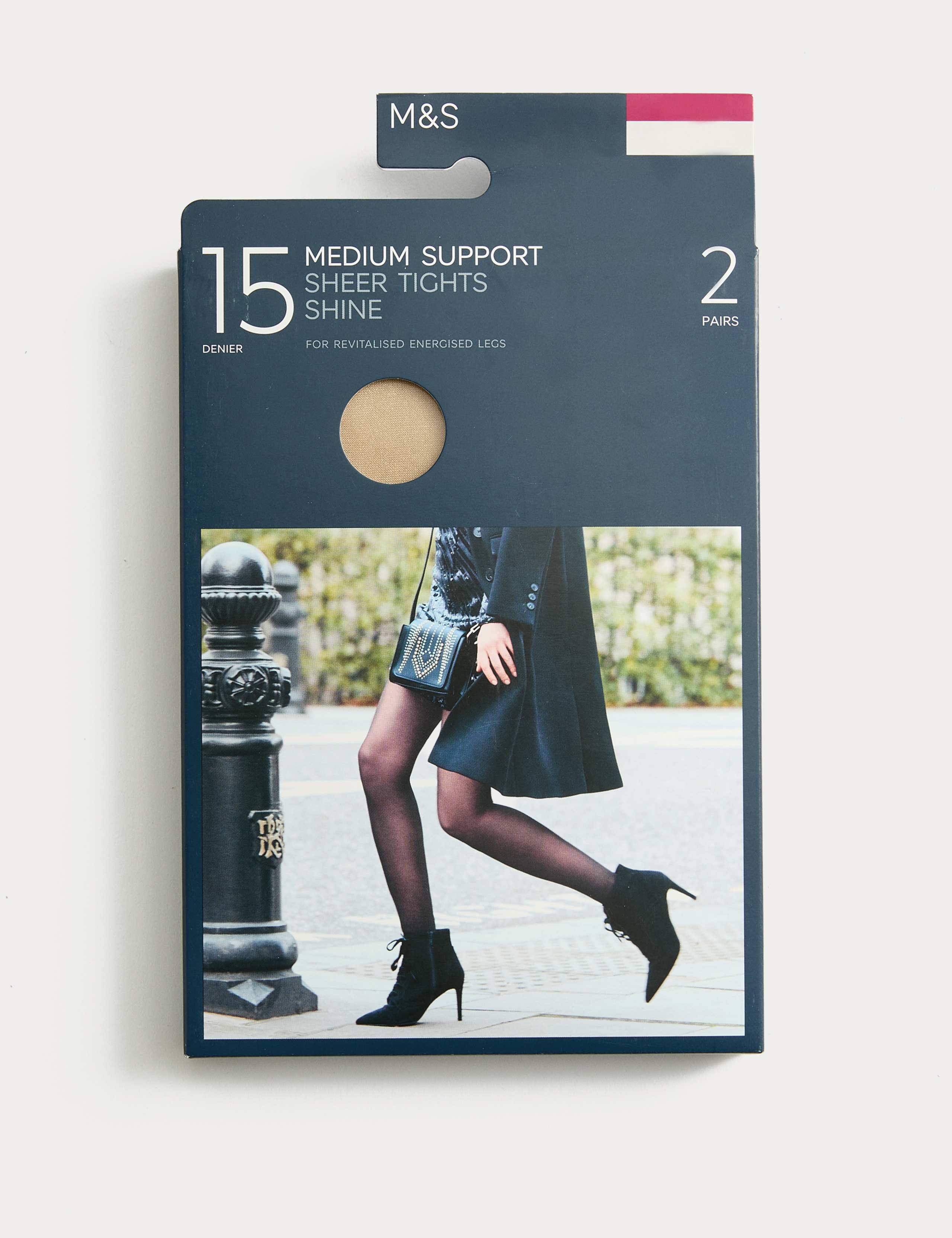 2pk 15 Denier Medium Support Sheer Tights