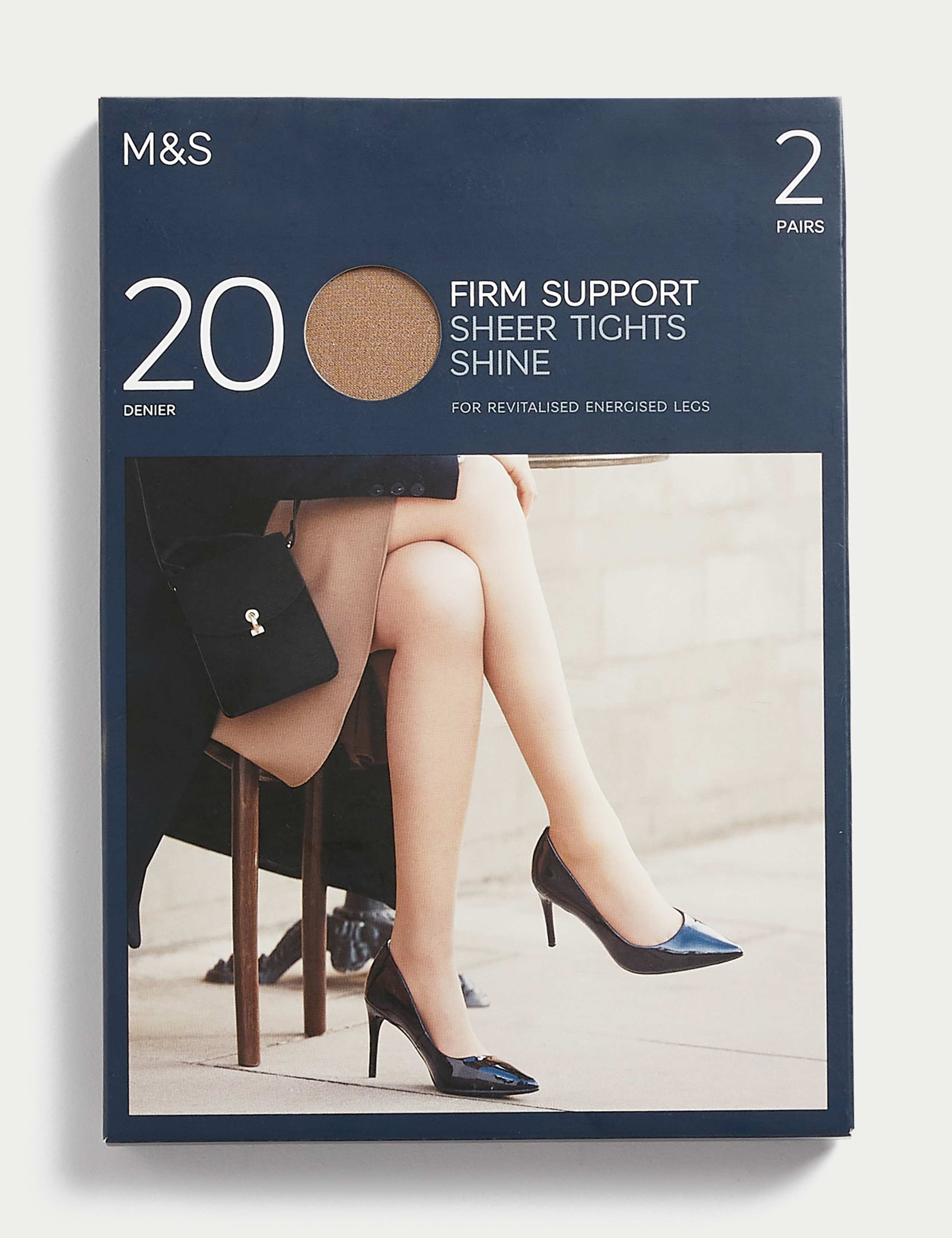 2pk 20 Denier Firm Support Sheer Tights