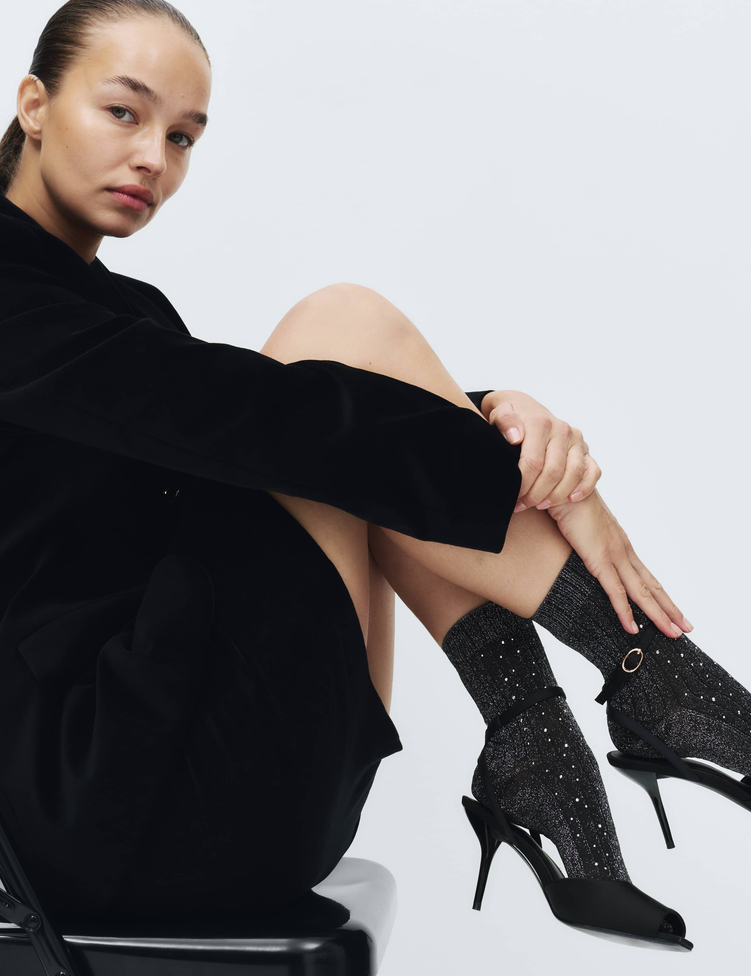 Glitter Embellished Crew Socks