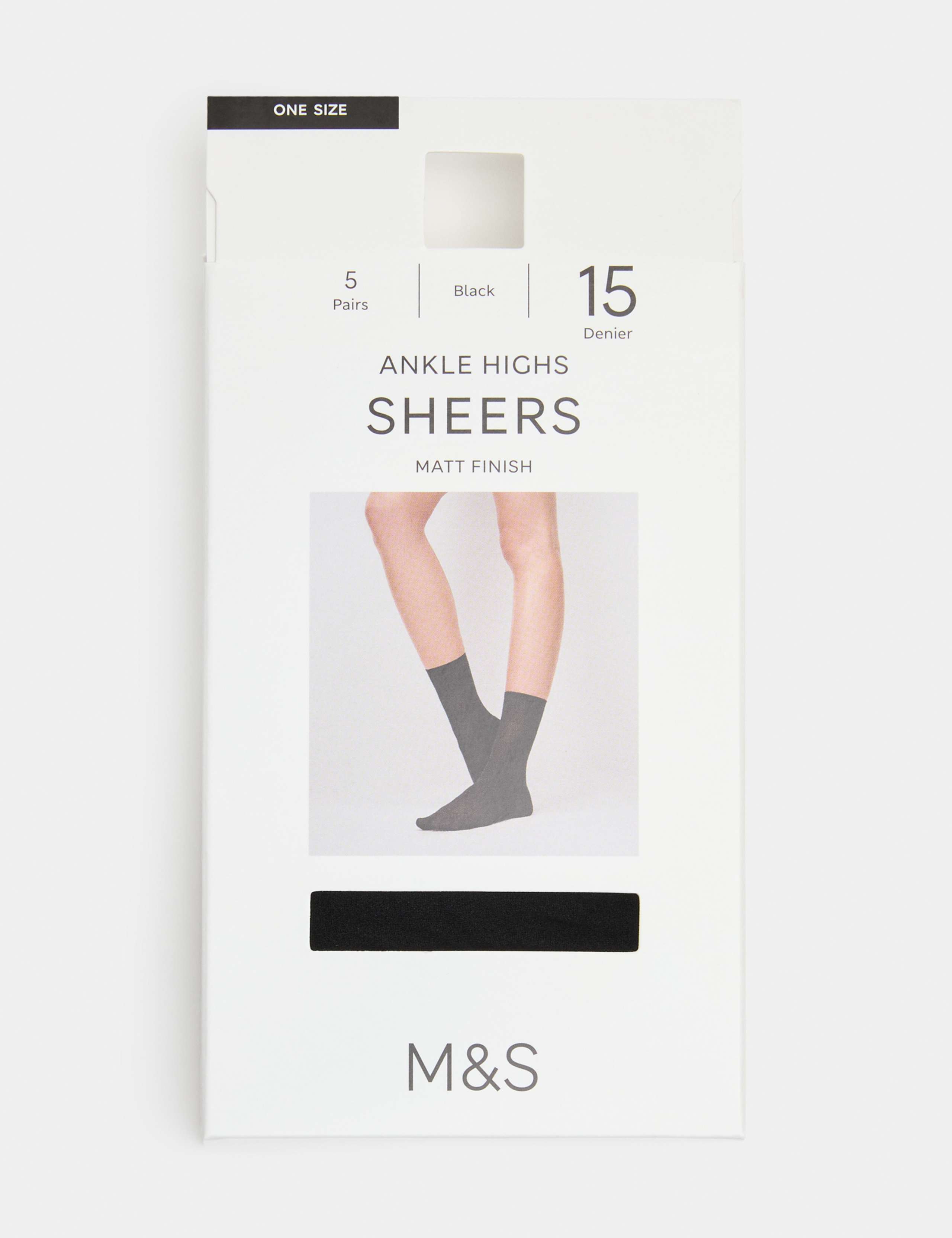 5 Pack 15 Denier Matt Ankle Highs