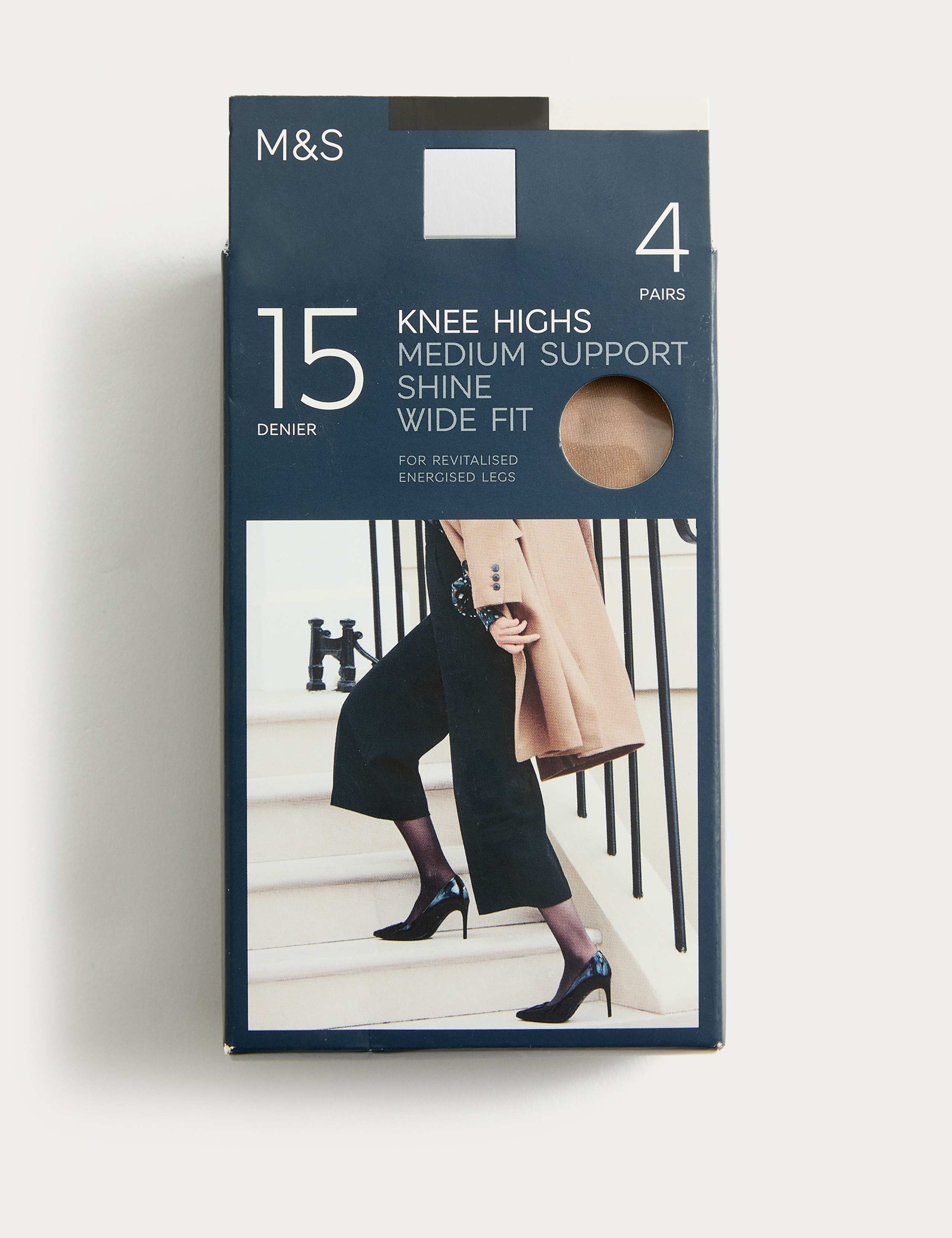 4pk 15 Denier Medium Support Knee Highs