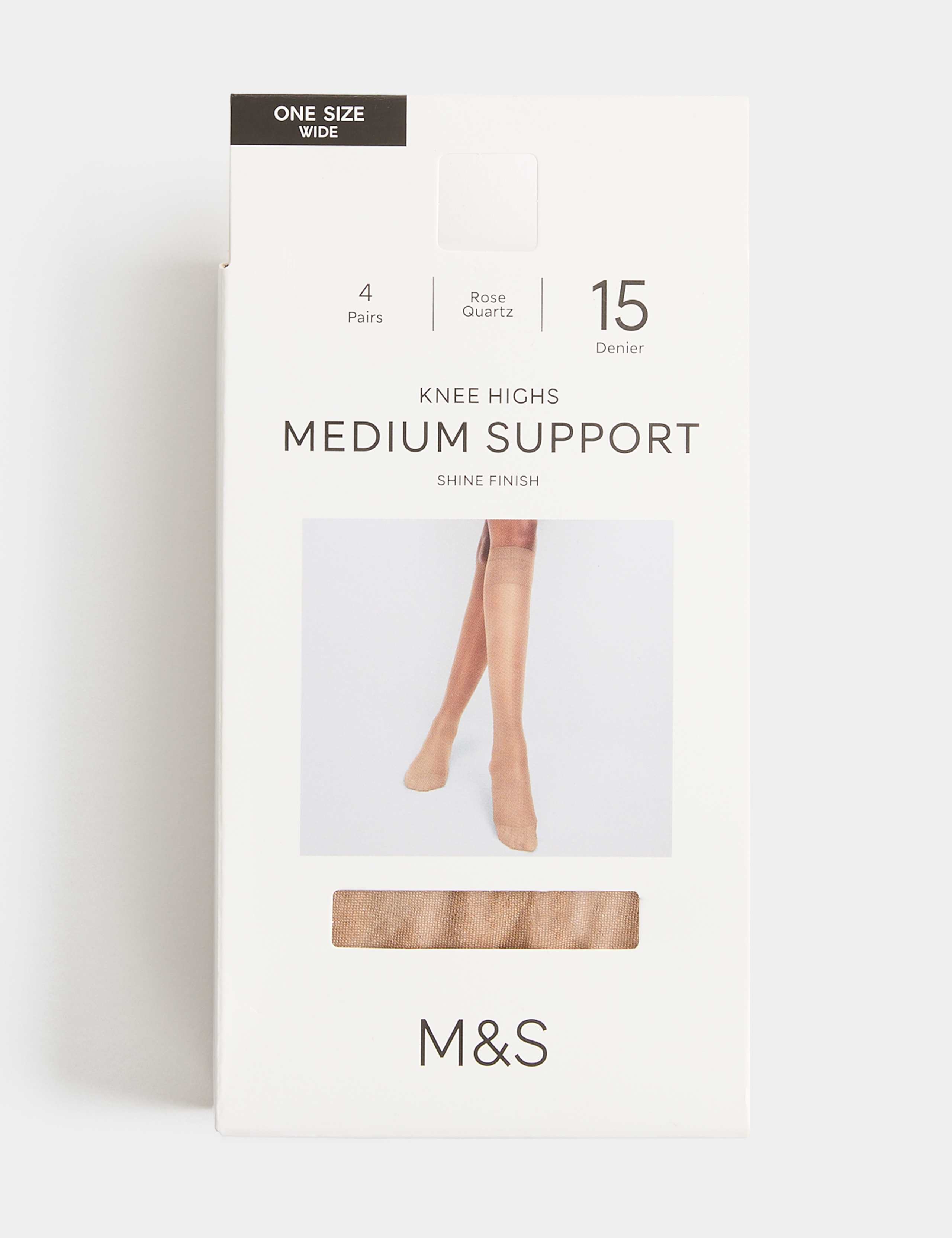 4 Pack 15 Denier Support Knee High Socks