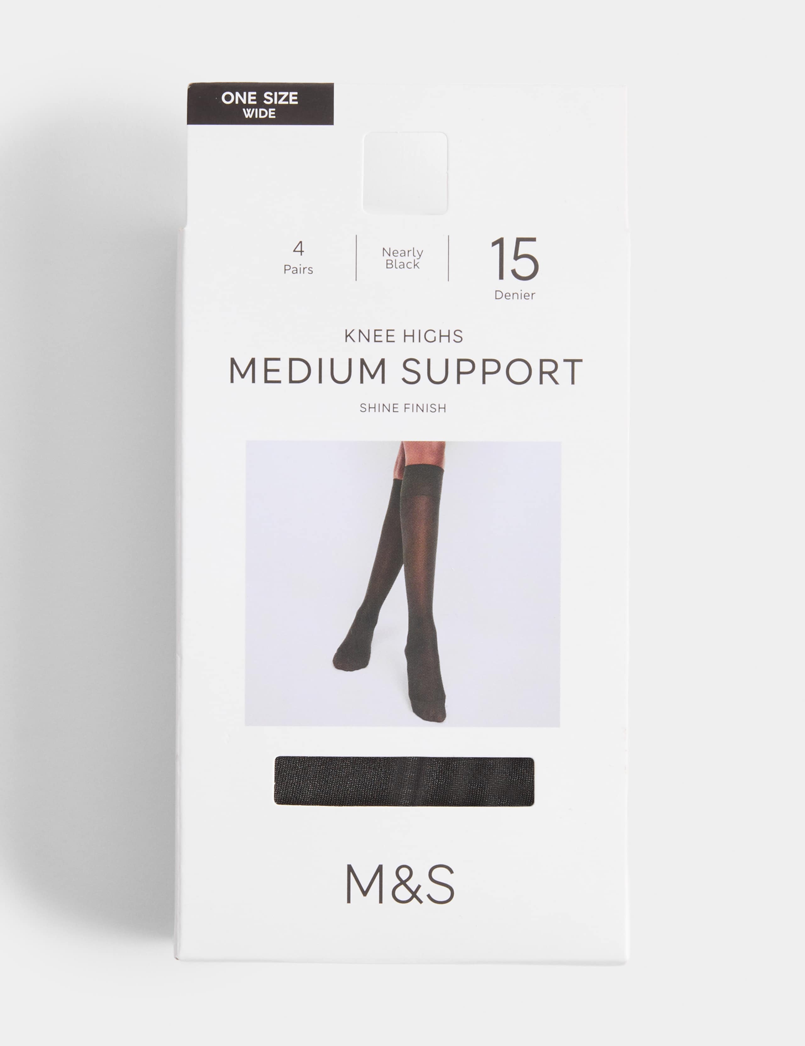 4 Pack 15 Denier Support Knee High Socks