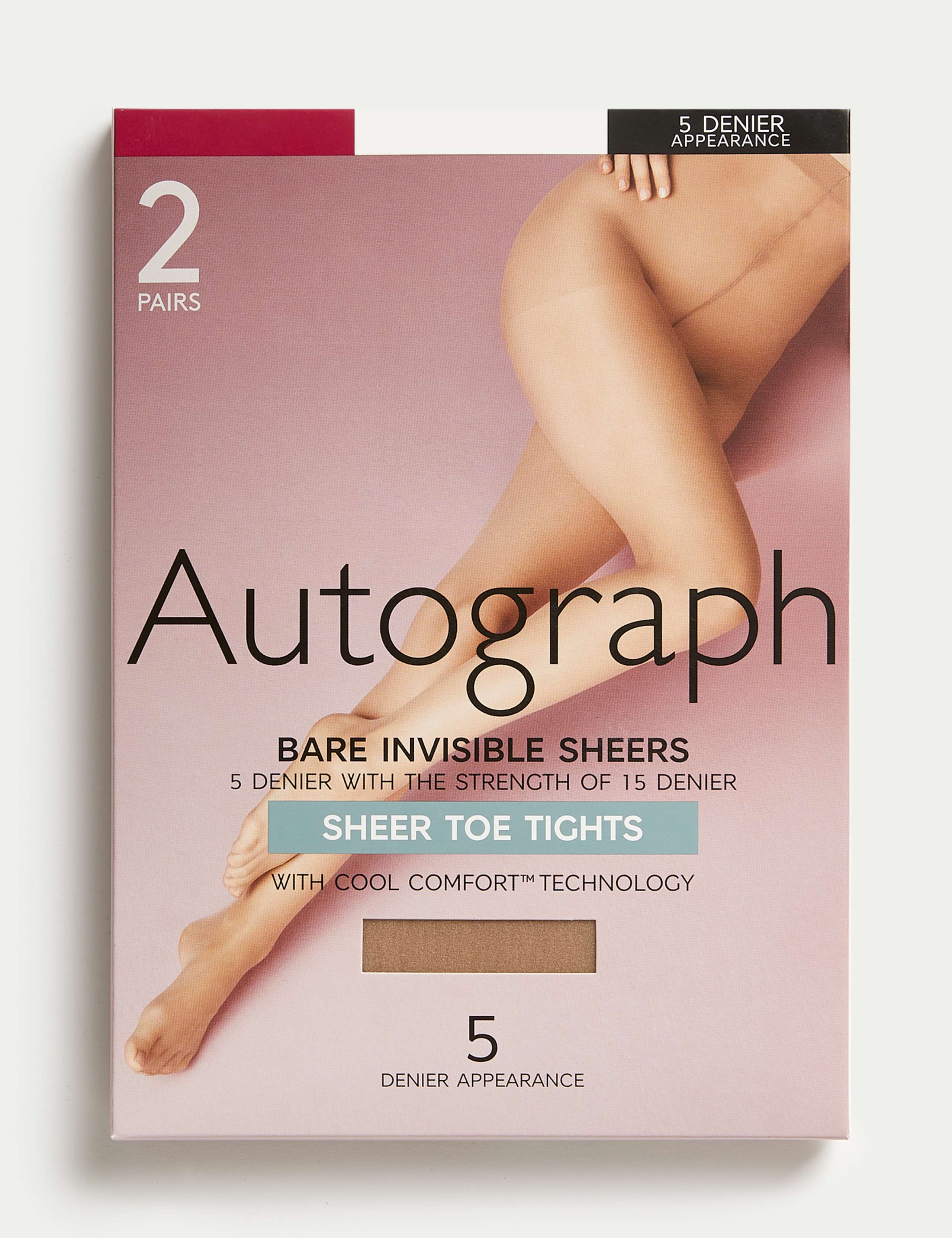 2pk 5 Denier Bare Invisibles Sheer Tights