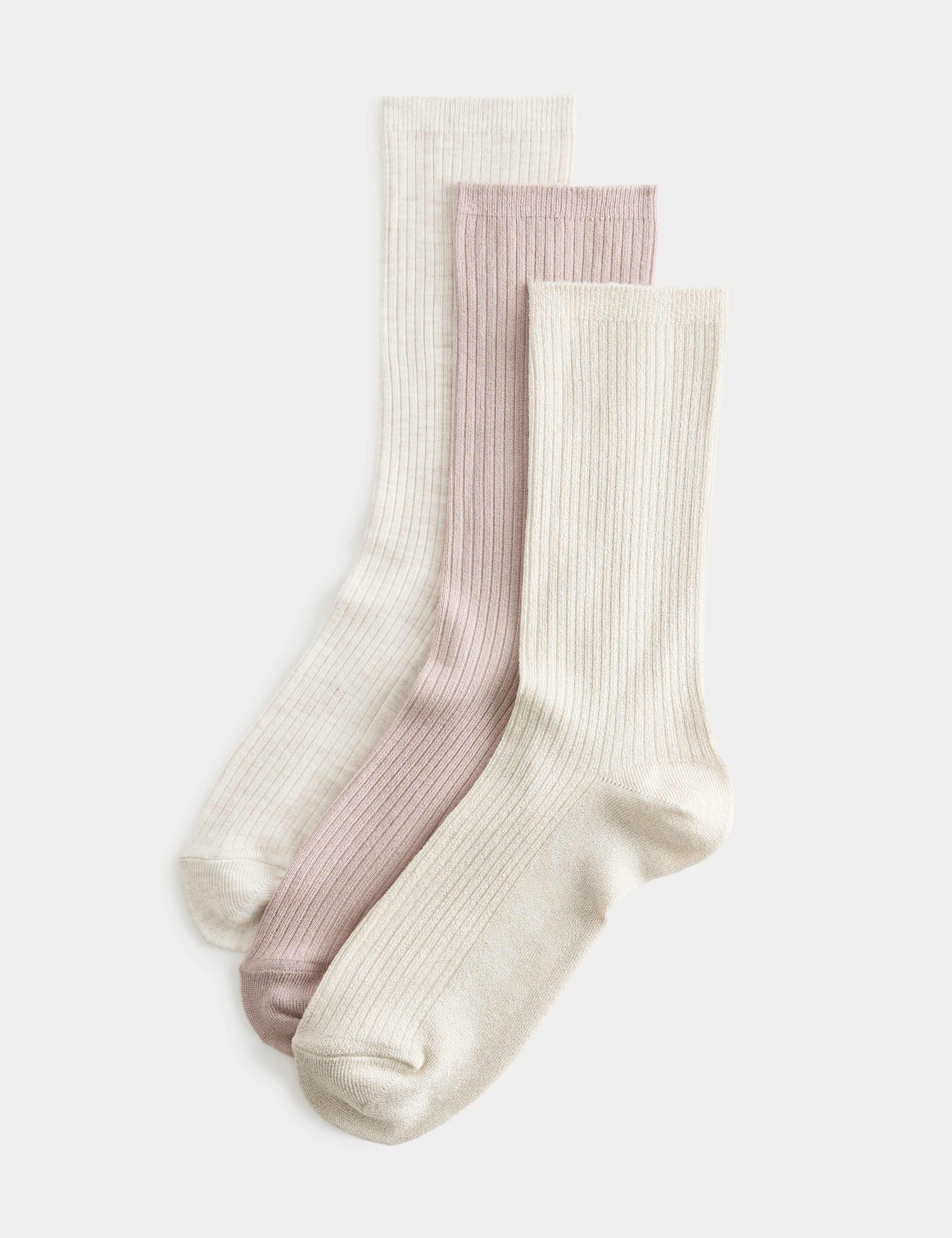 3 Pack Supersoft Ribbed Crew Socks