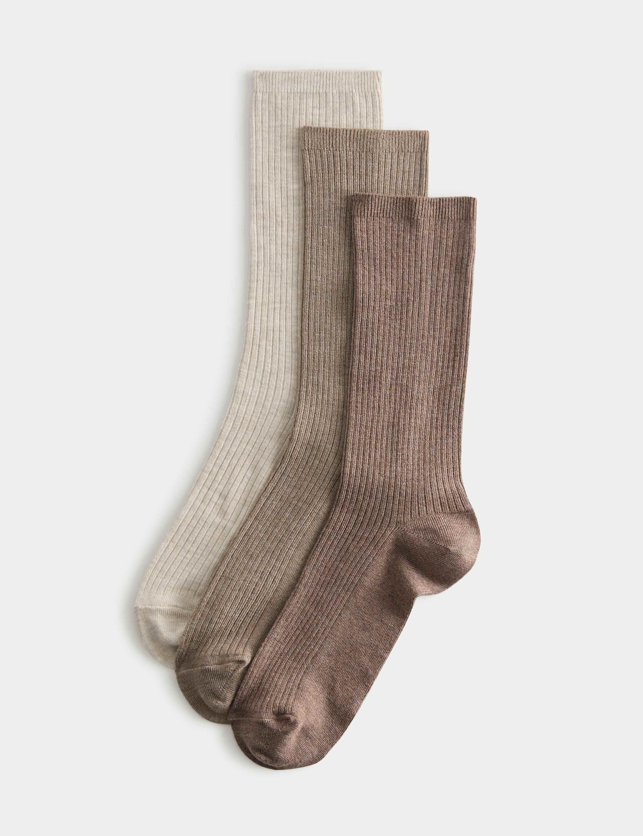 3 Pack Supersoft Ribbed Crew Socks