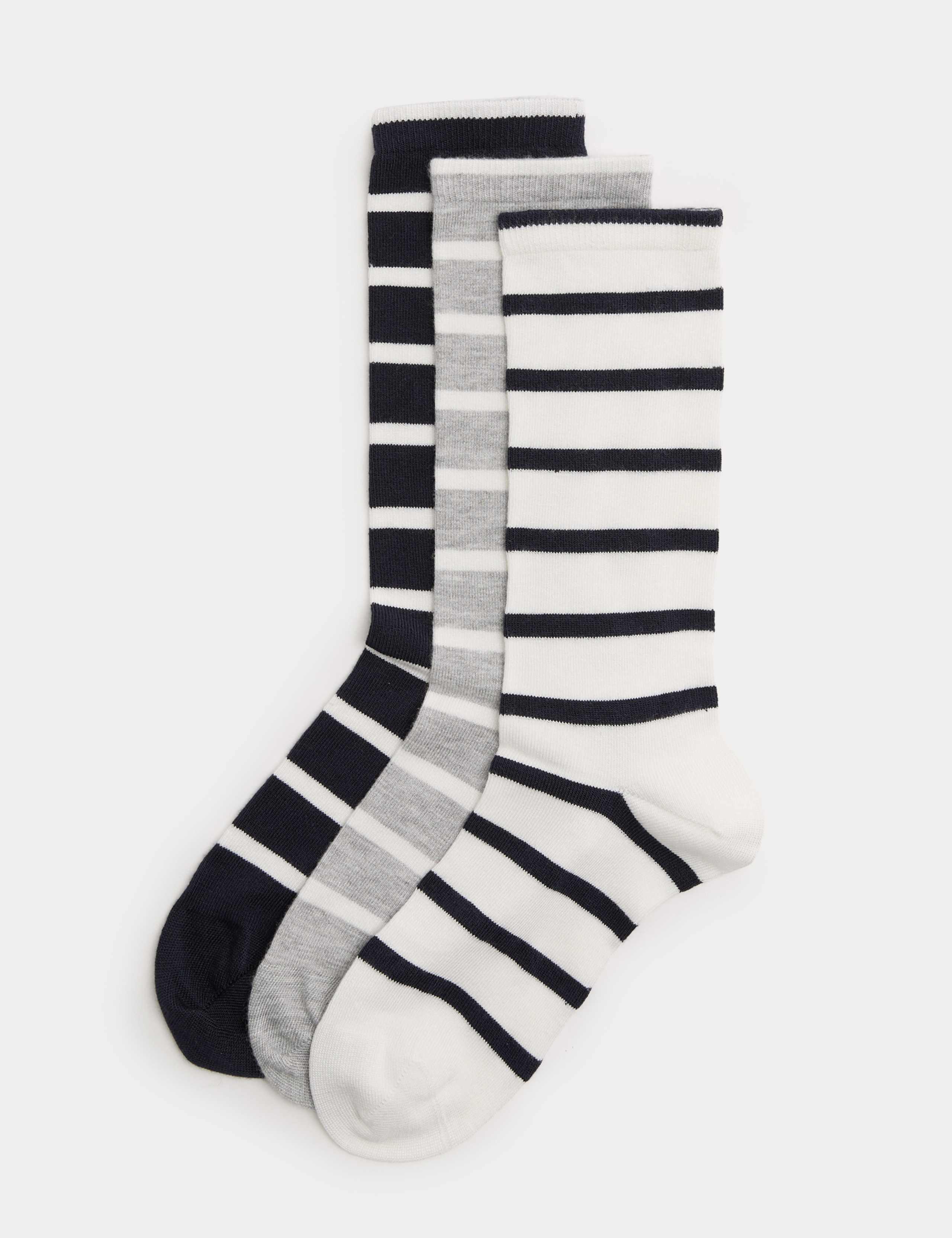 3 Pack Supersoft Striped Crew Socks