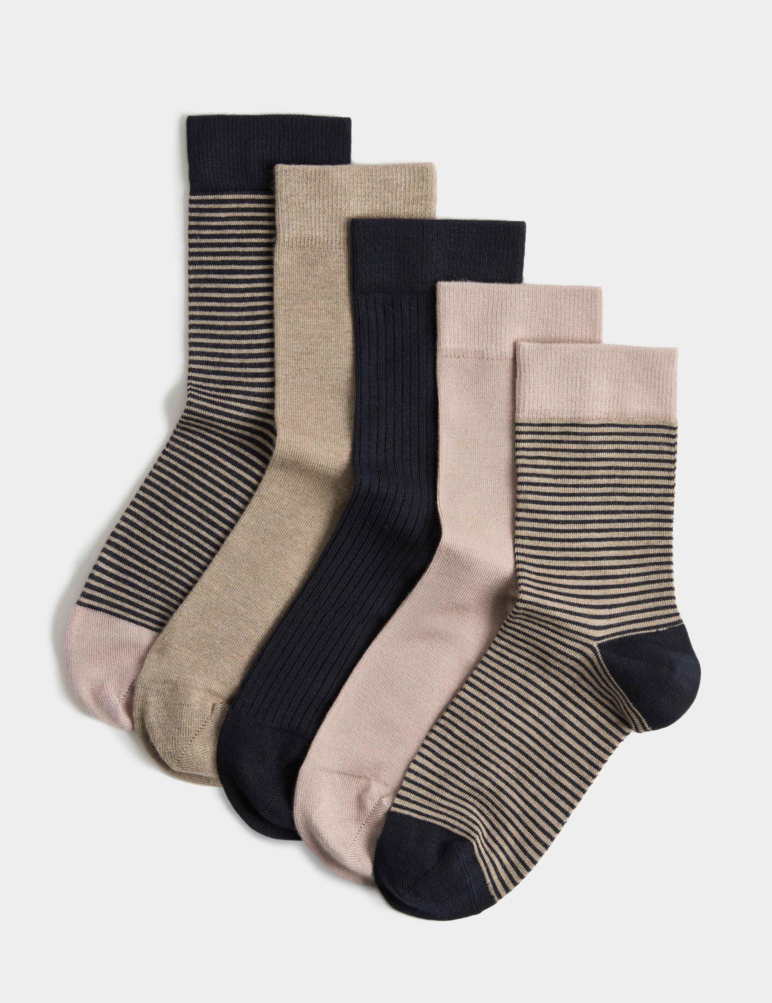 5 Pack Supersoft Patterned Ankle High Socks