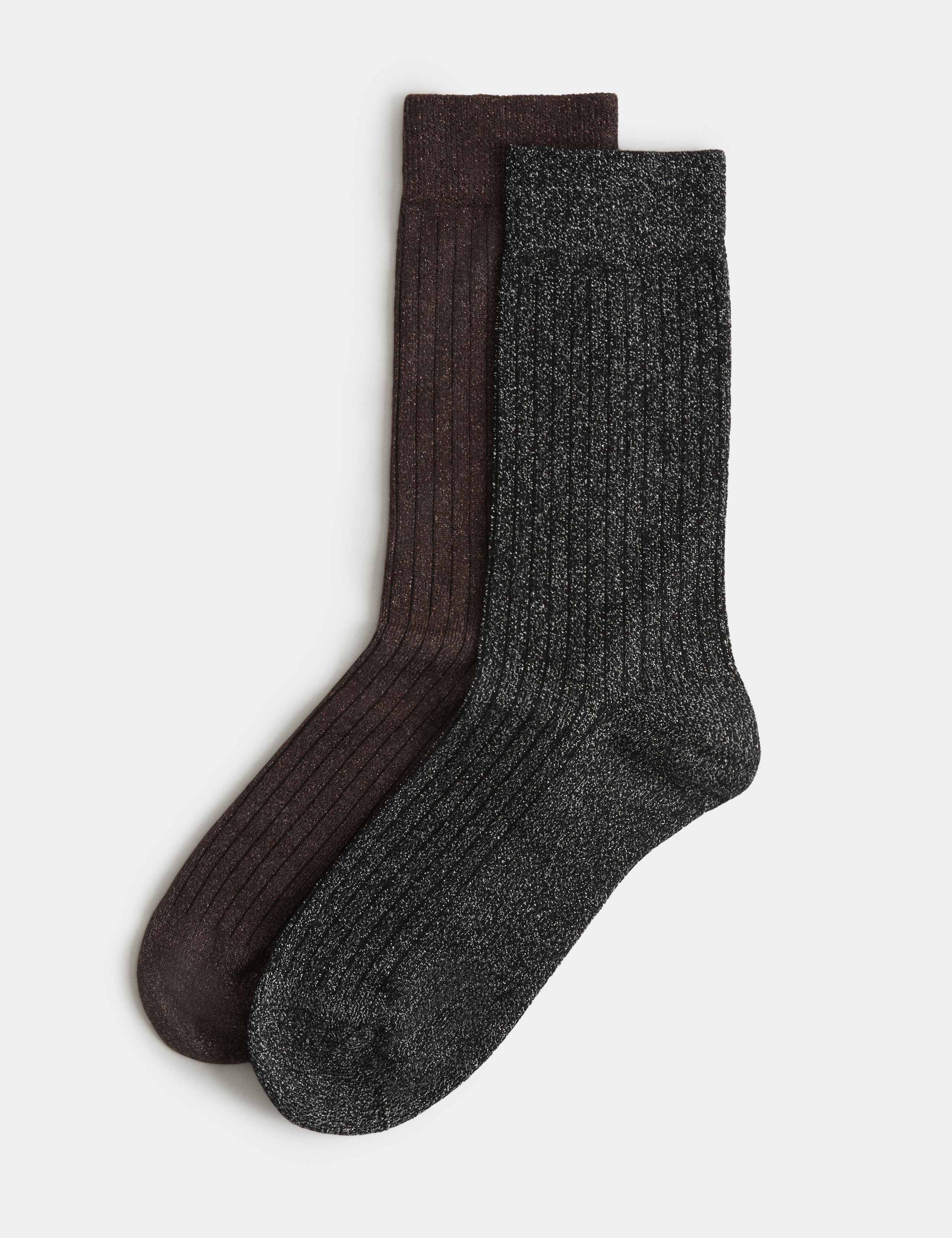 2 Pack Rayon Rich Sparkle Ankle High Socks