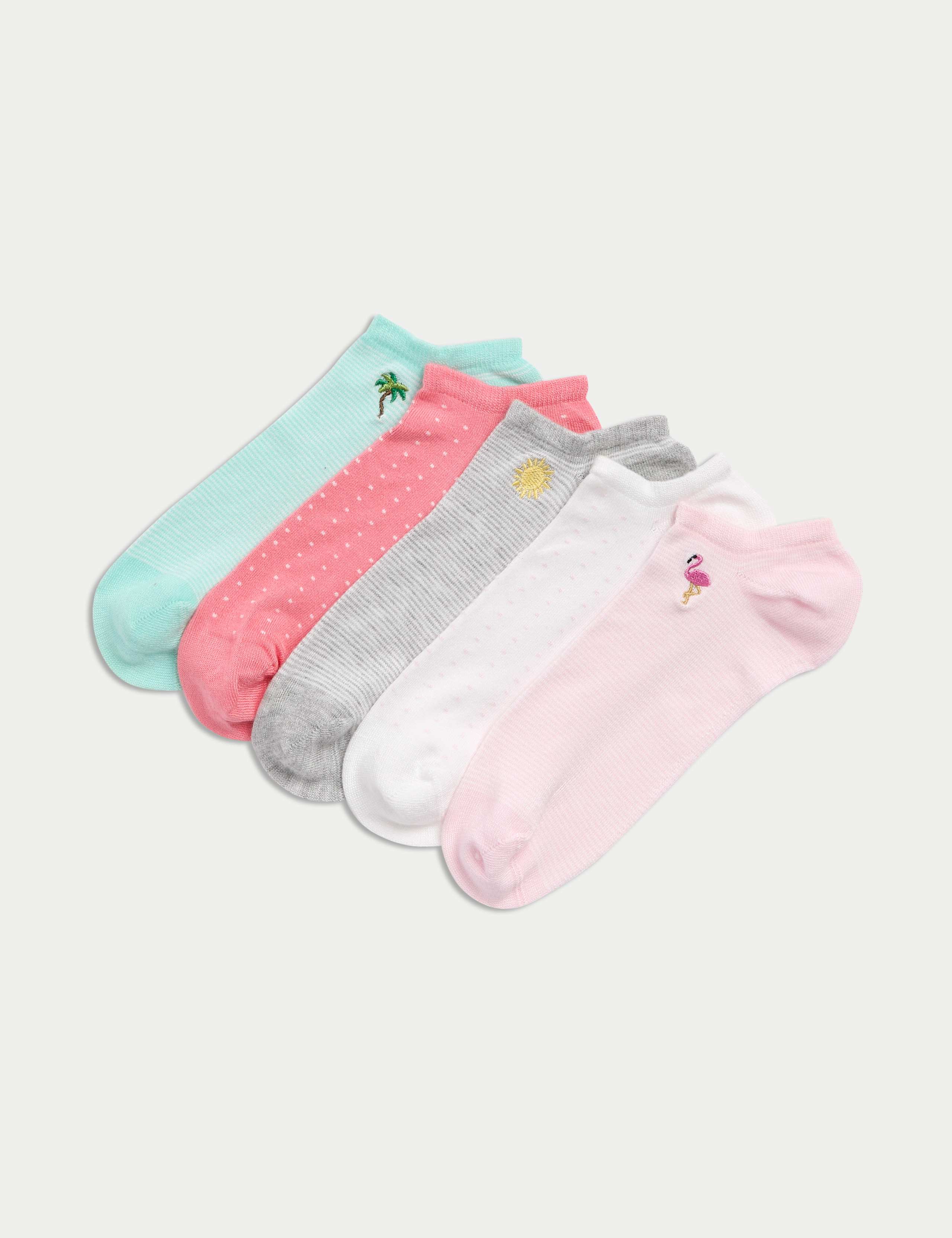 5pk Tropical Embroidered Trainer Liners™