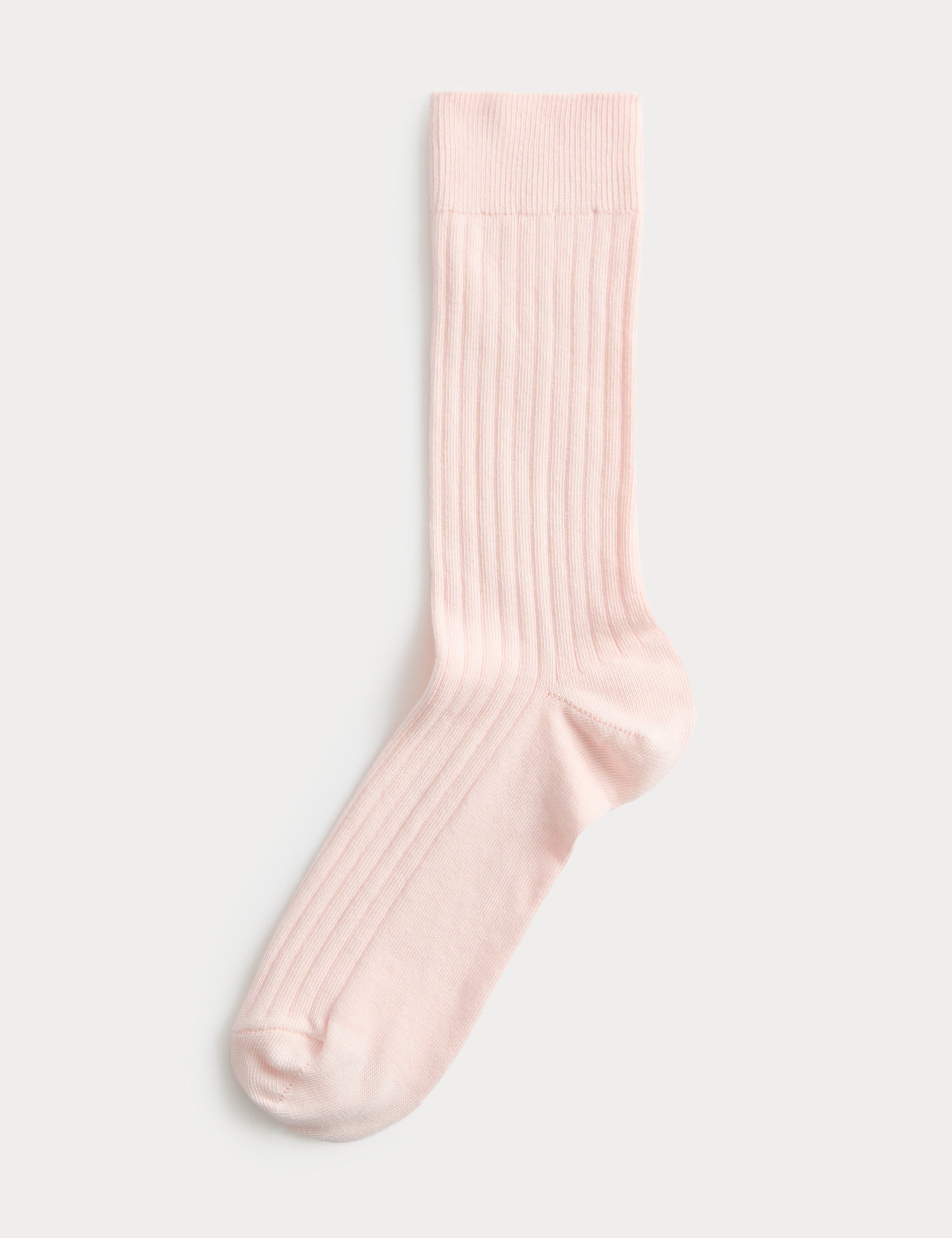Cotton Rich Ribbed Crew Socks