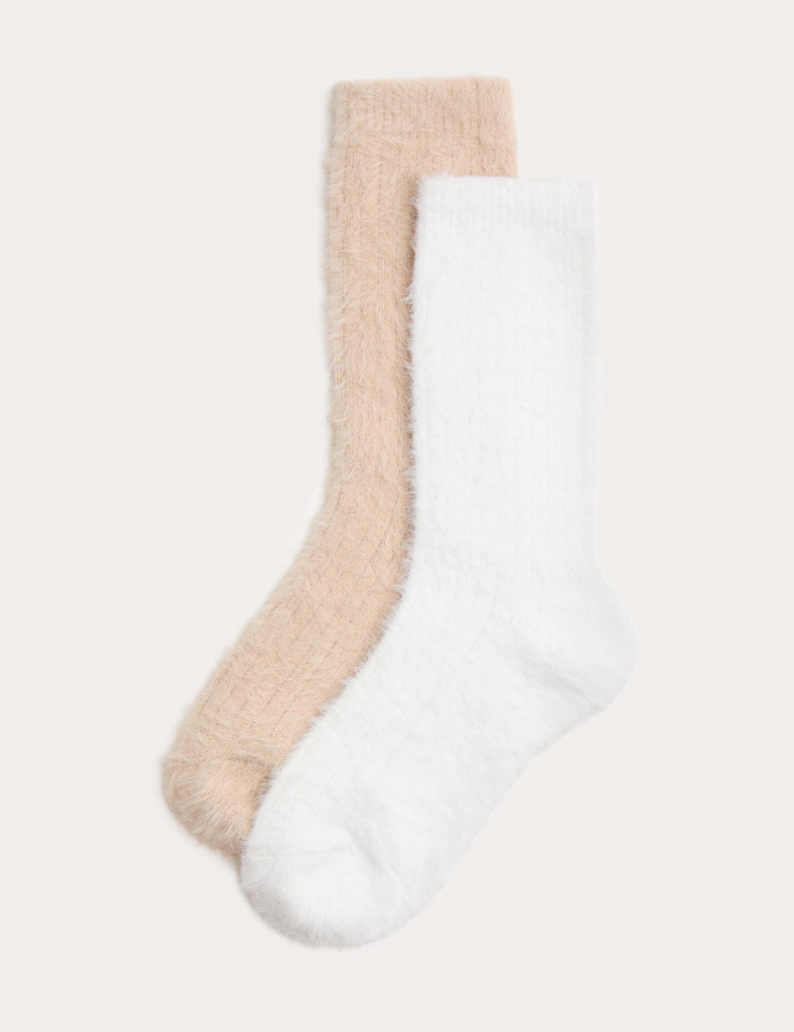 2pk Cosy Ribbed Ankle High Socks