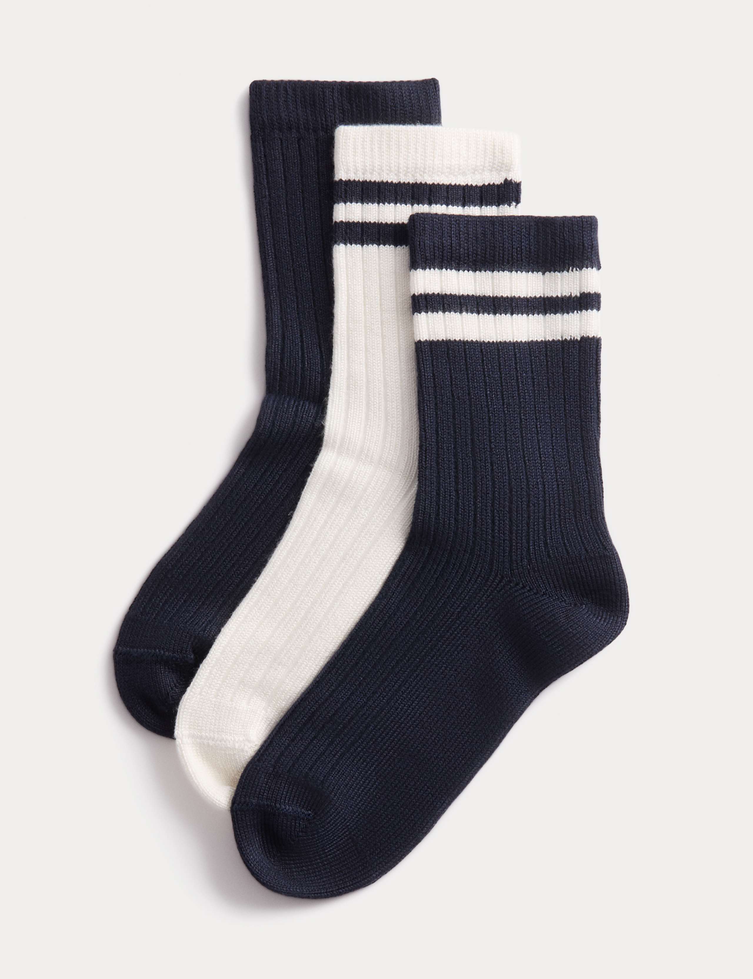 3 Pack Supersoft Ribbed Striped Ankle Thermal Socks