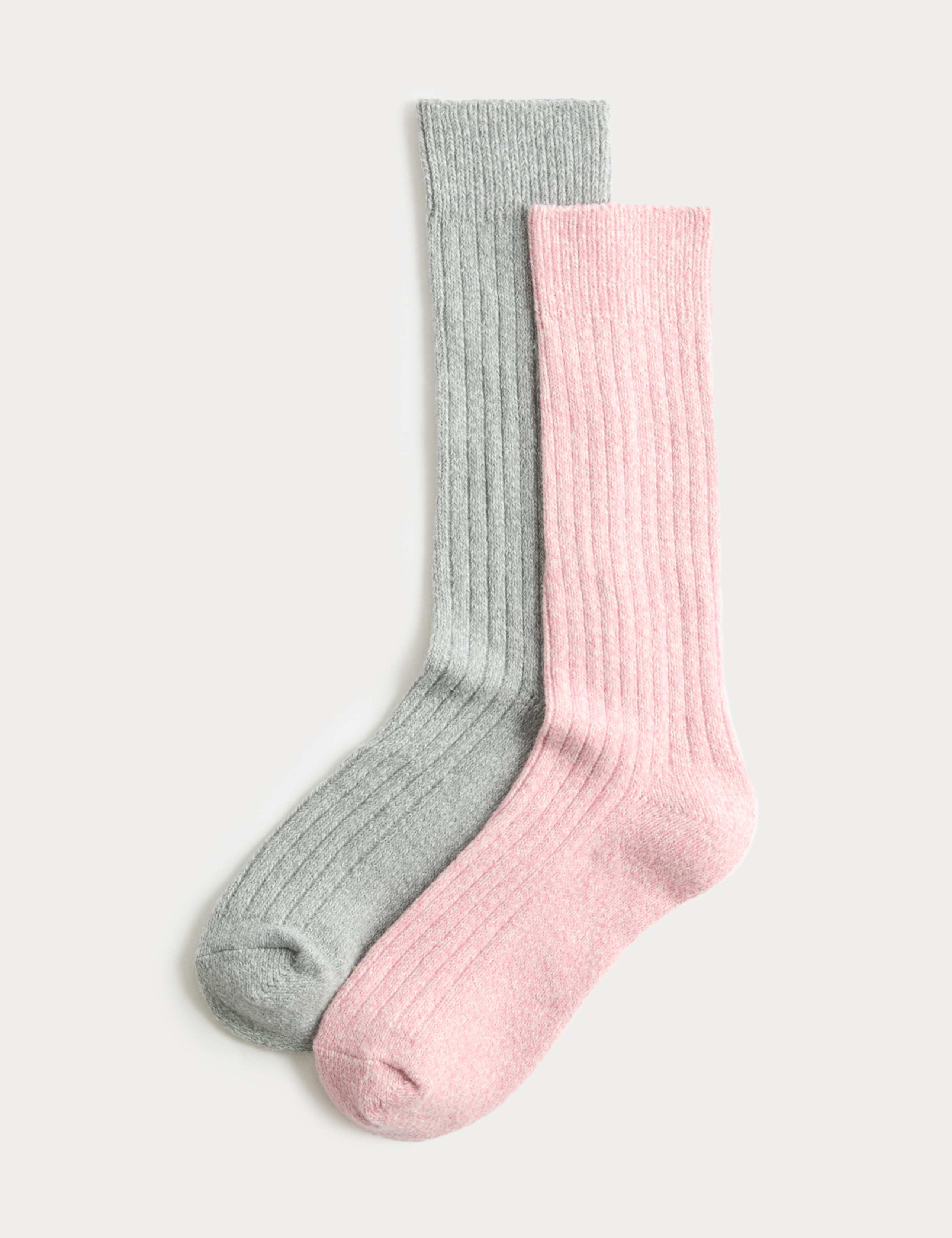 2pk Mid Calf Slipper Socks
