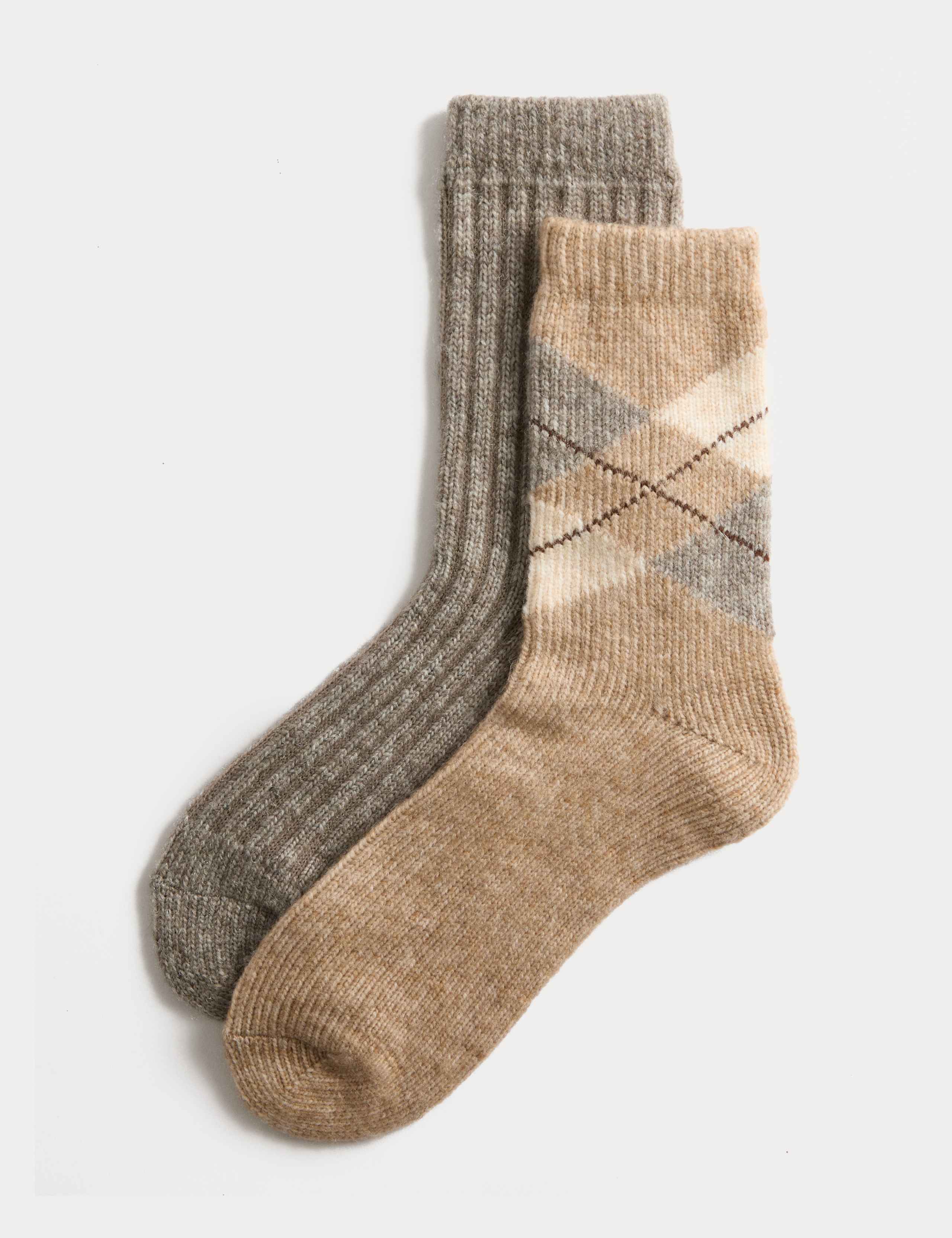 2pk Thermal Argyle Ankle High Socks