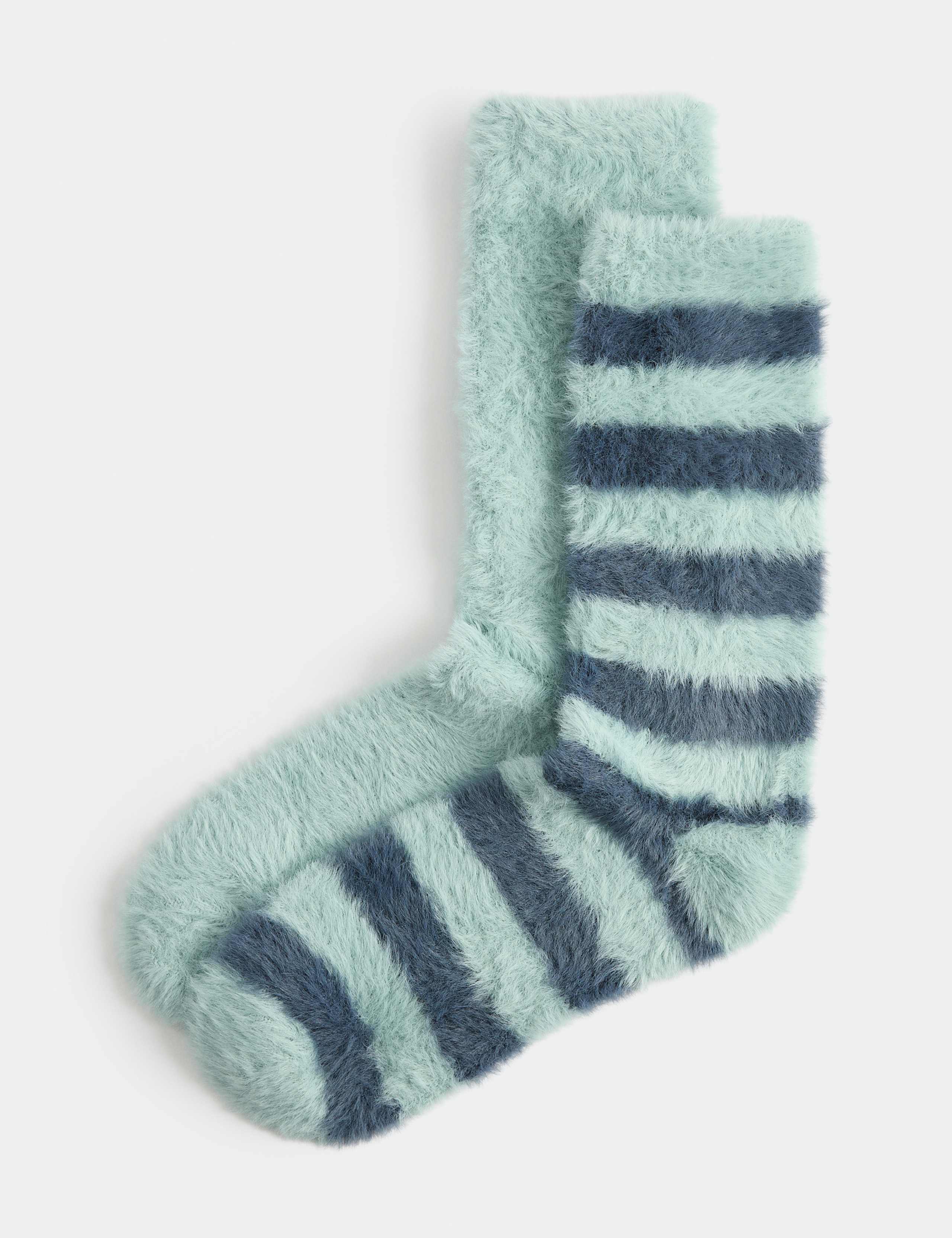 2 Pack Cosy Striped Fluffy Socks