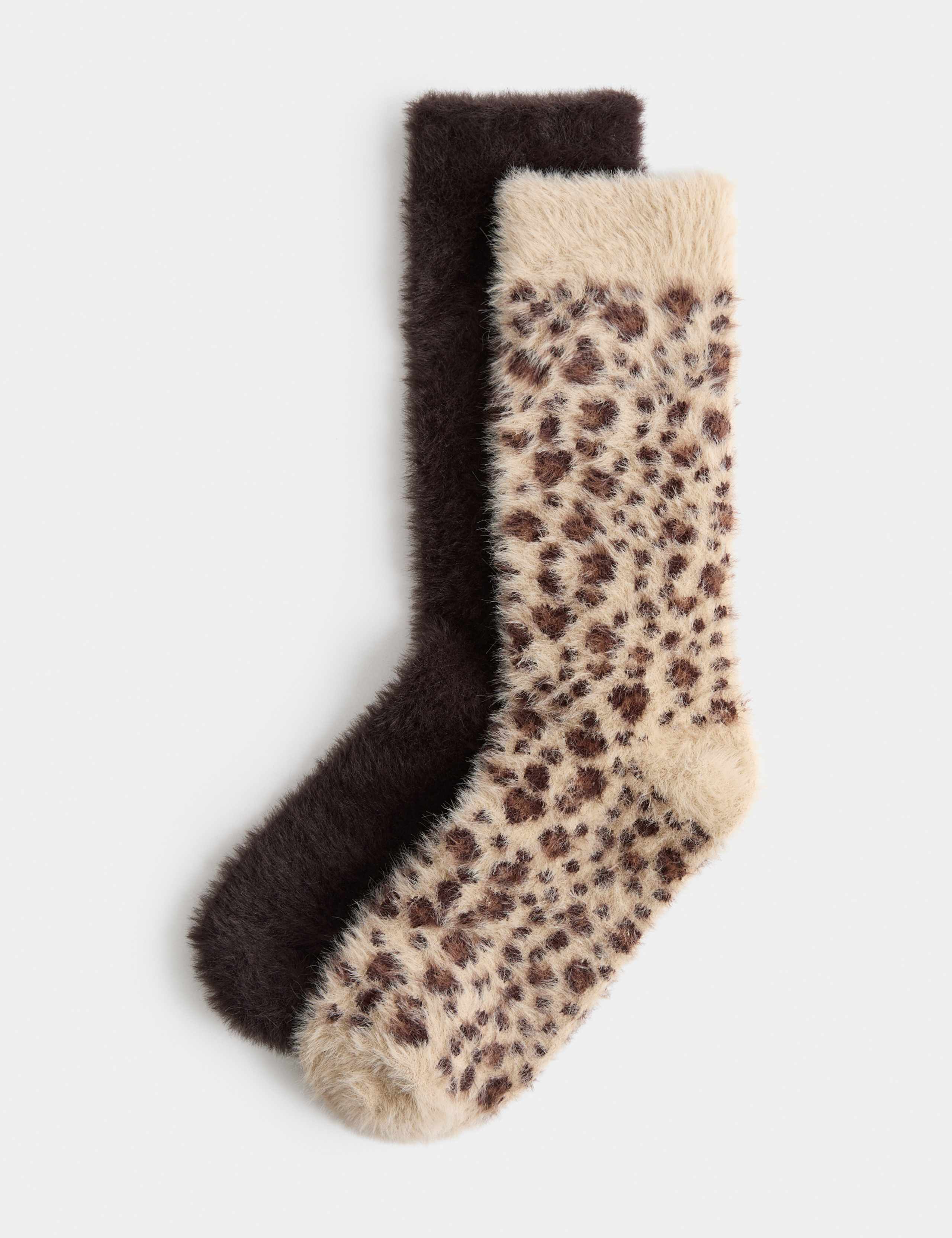 2 Pack Cosy Animal Fluffy Socks