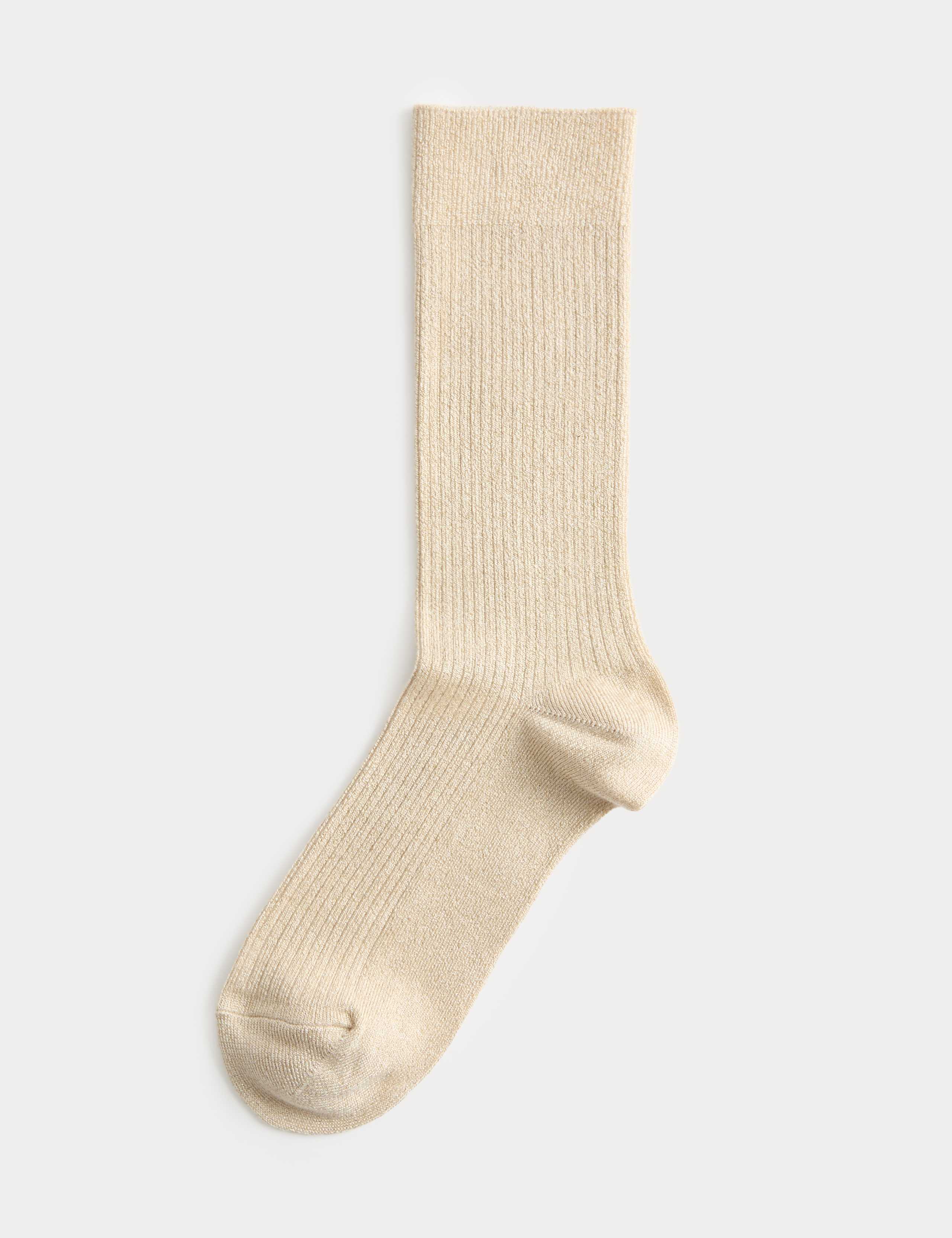 All Over Lurex Ribbed Ankle High Socks