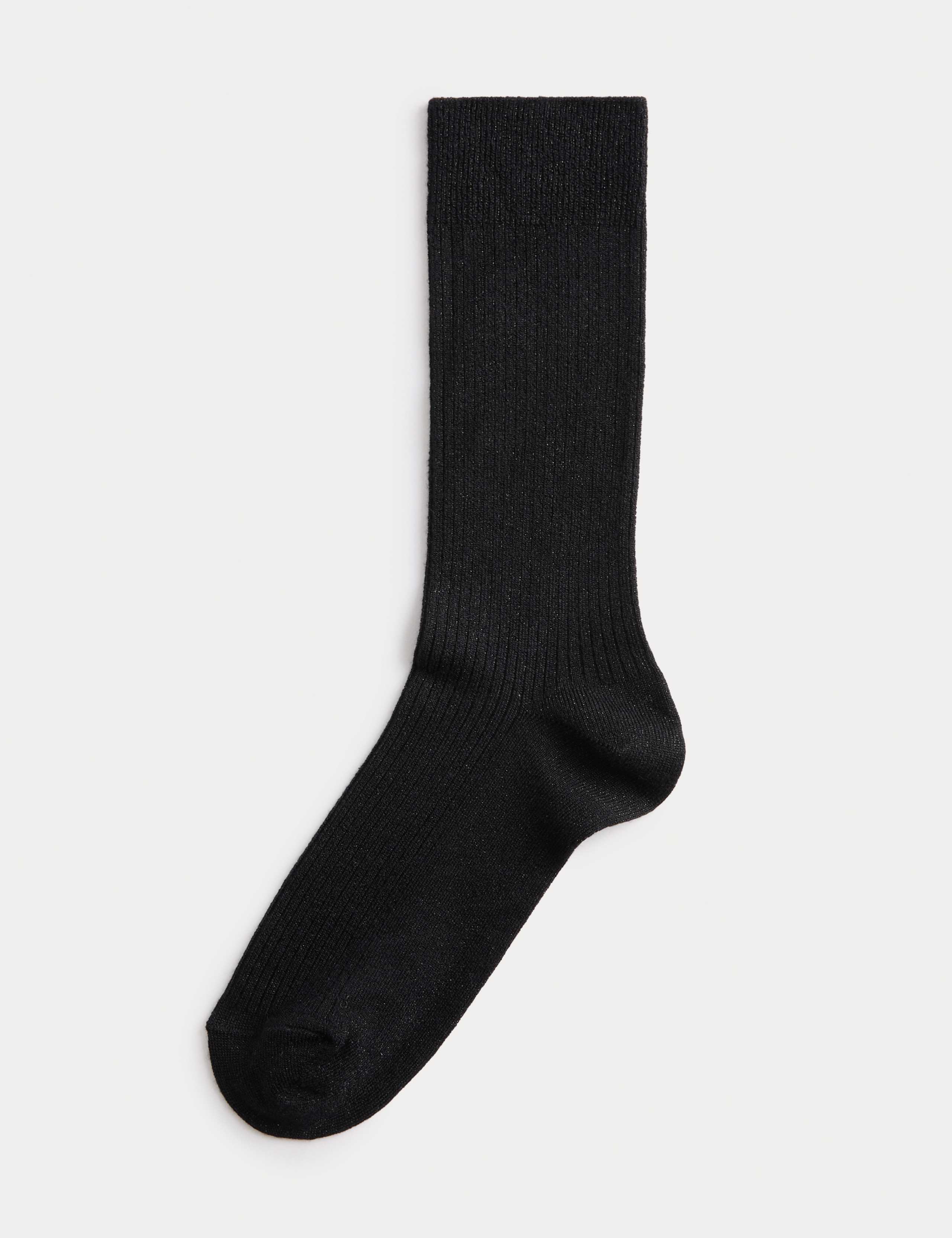 All Over Lurex Ribbed Ankle High Socks