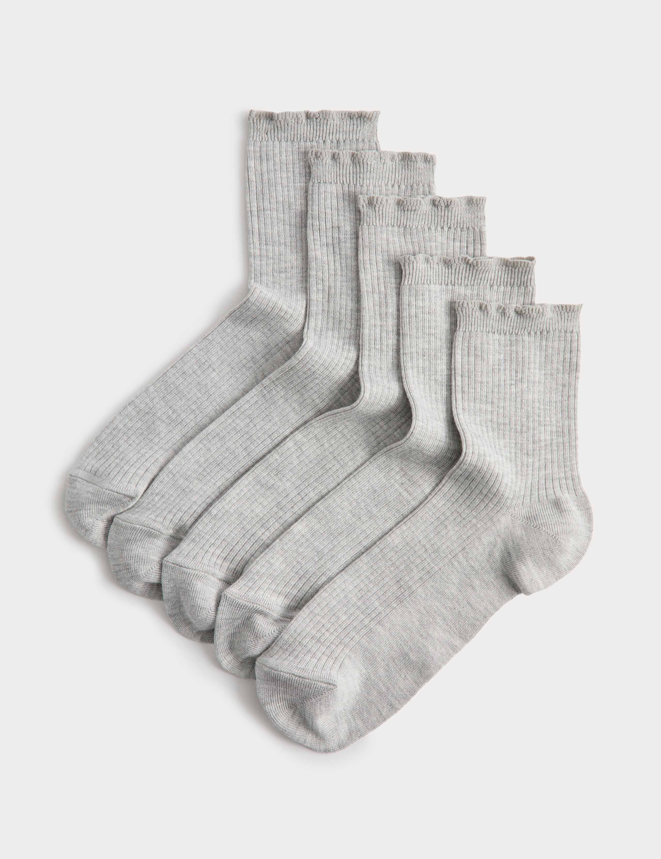5 Pack Supersoft Ribbed Quarter Socks