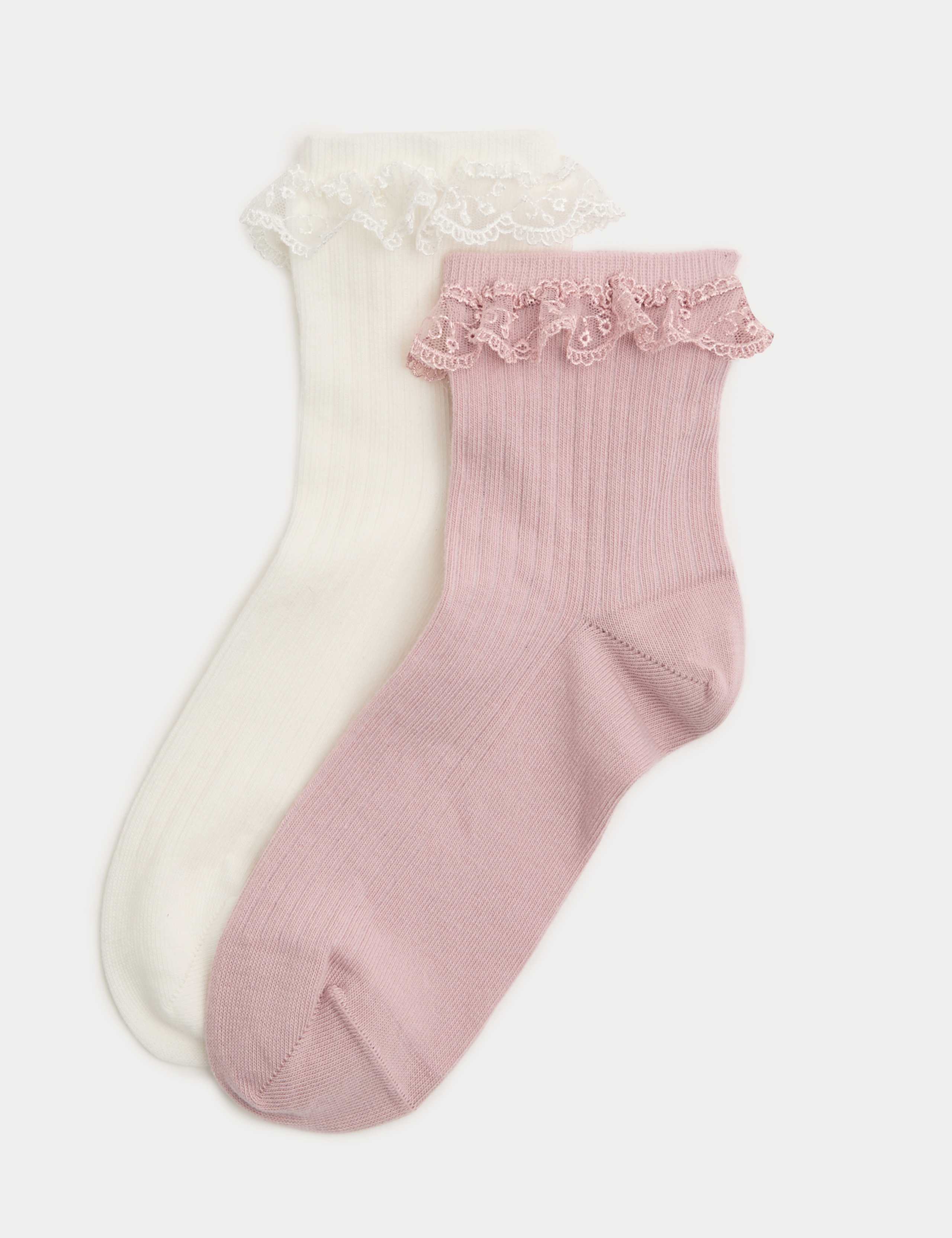 2 Pack Cotton Rich Crochet Quarter Socks