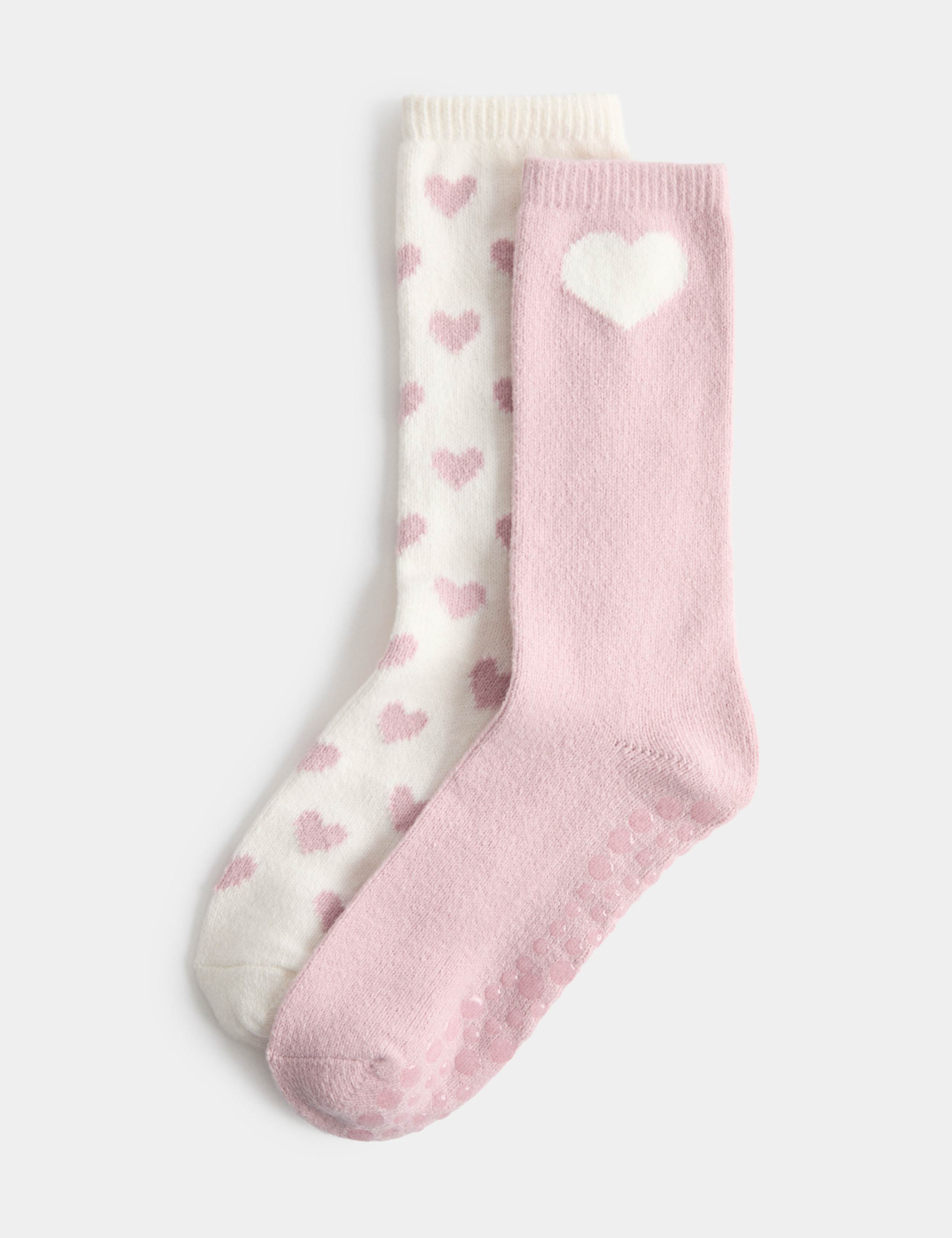 2 Pack Heart Slipper Socks