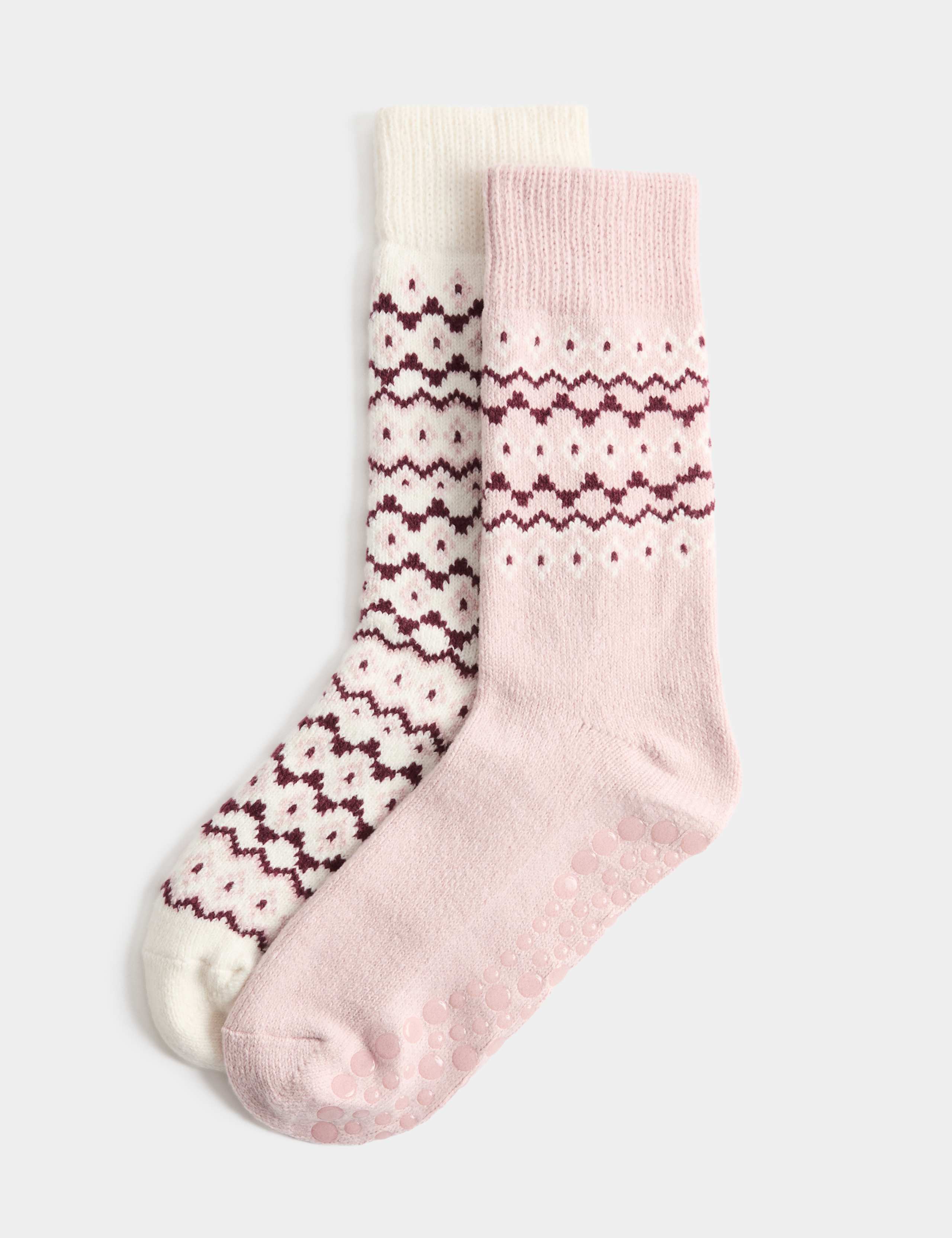 2 Pack Fairisle Slipper Socks